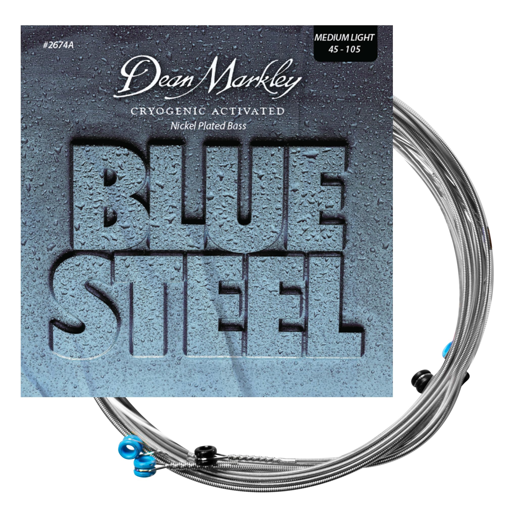 Dean Markley NPS Blue Steel Bass Guitar Strings 4 String Set, 45-105 Medium Light 4 String Bass Guitar, Cryogenically Processed 