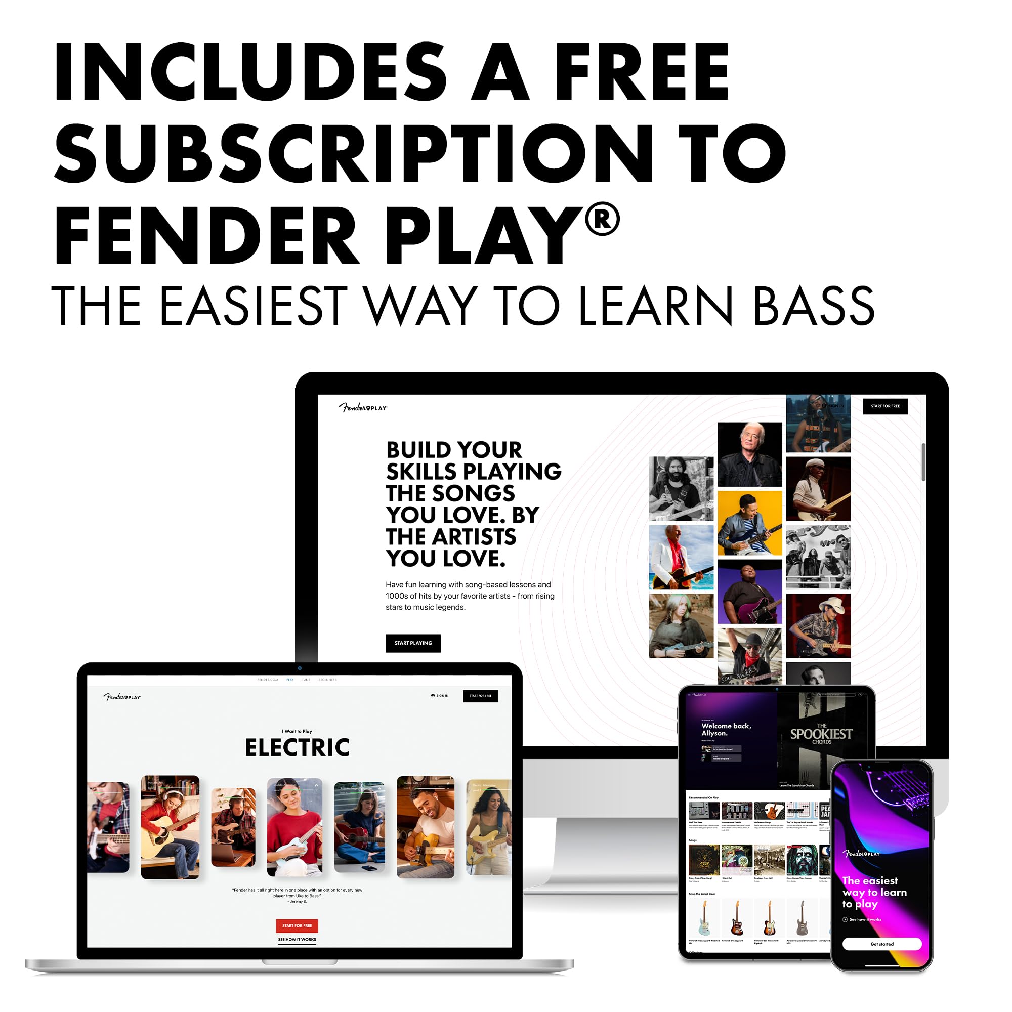 Fender Squier Debut Series Precision Bass Guitar, Beginner Guitar, with 2-Year Warranty, Includes Free Lessons, 2-Color Sunburst