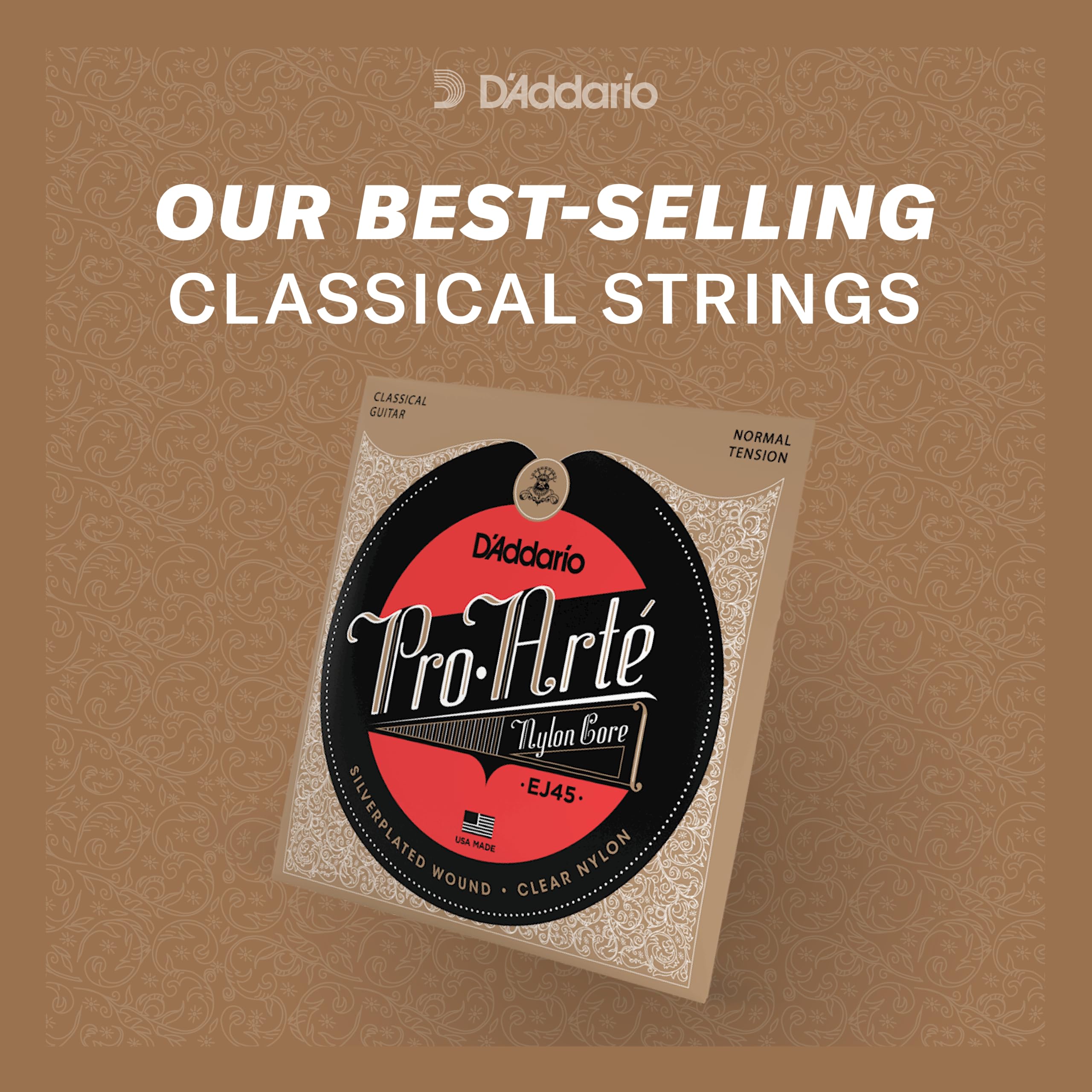 D'Addario Guitar Strings - Pro-Arte Classical Guitar Strings - EJ25B Flamenco Guitar Strings - Nylon Guitar Strings - Silver Pla