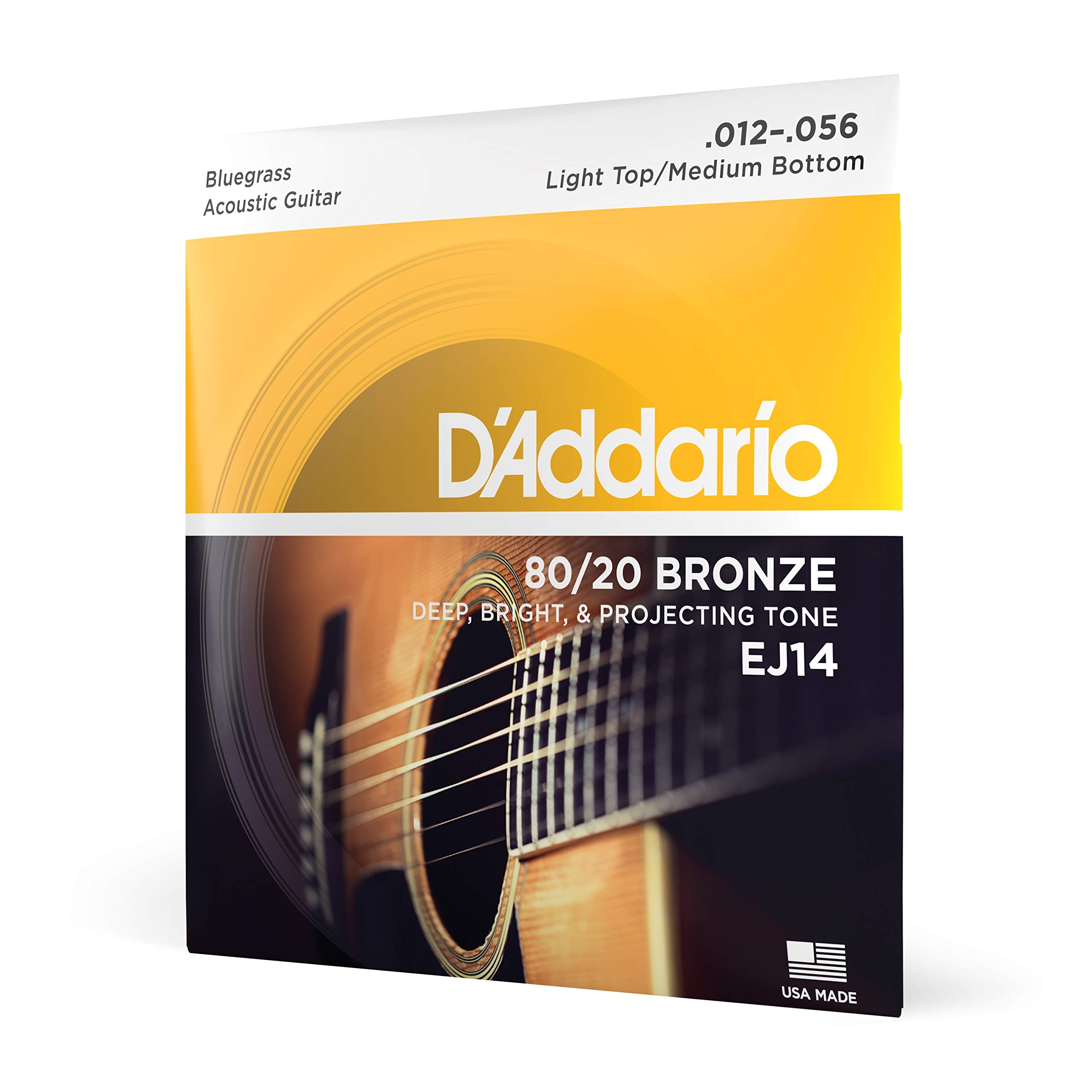 Daddario Guitar Strings - Acoustic Guitar Strings - 8020 Bronze - For 6 String Guitar - Deep, Bright, Projecting Tone - Ej14 - B