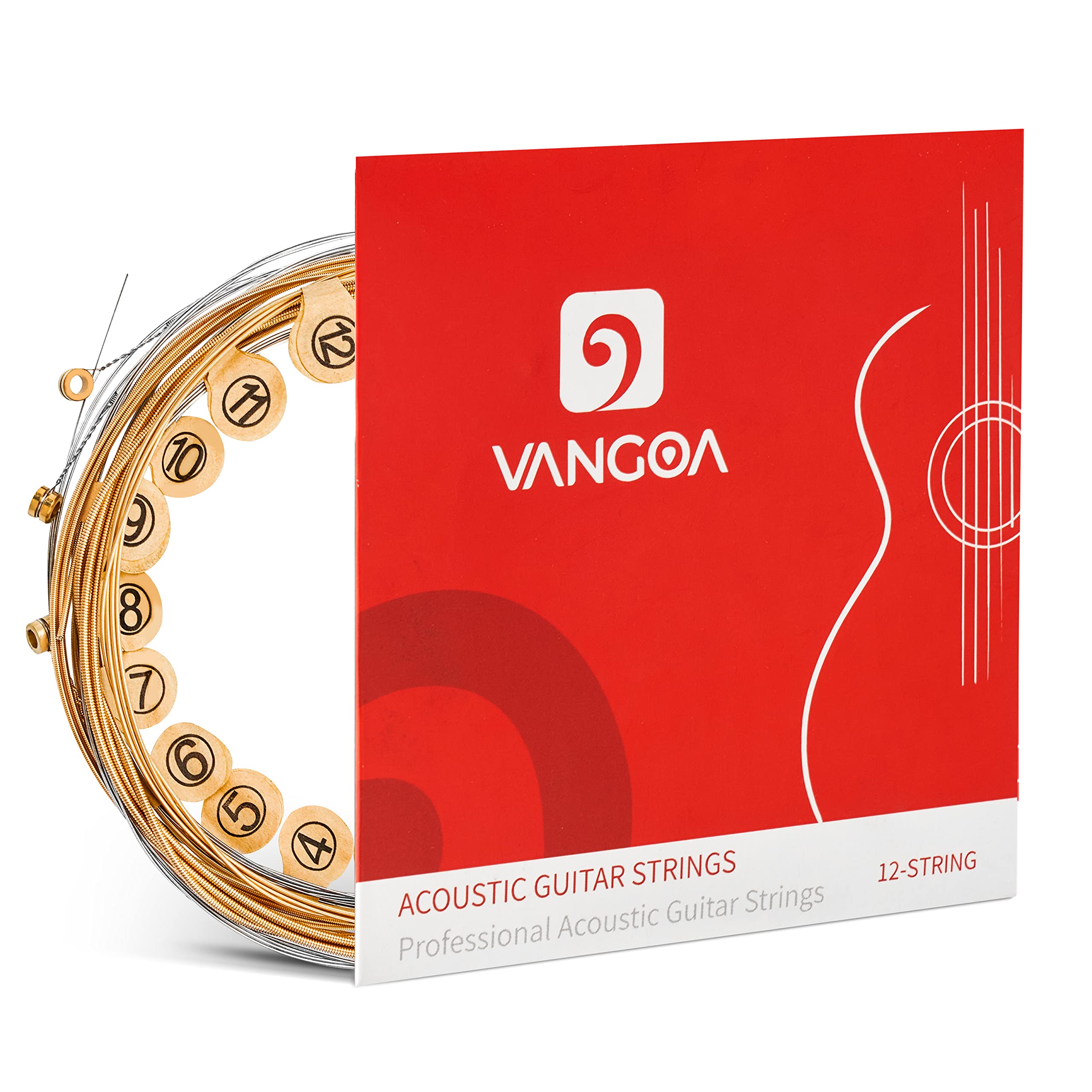 Vangoa Guitar Strings For 12 String Acoustic Guitar, 85/15 Bronze, Vacuum-Sealed Packaging Durable Acoustic 12 String Set, Ball