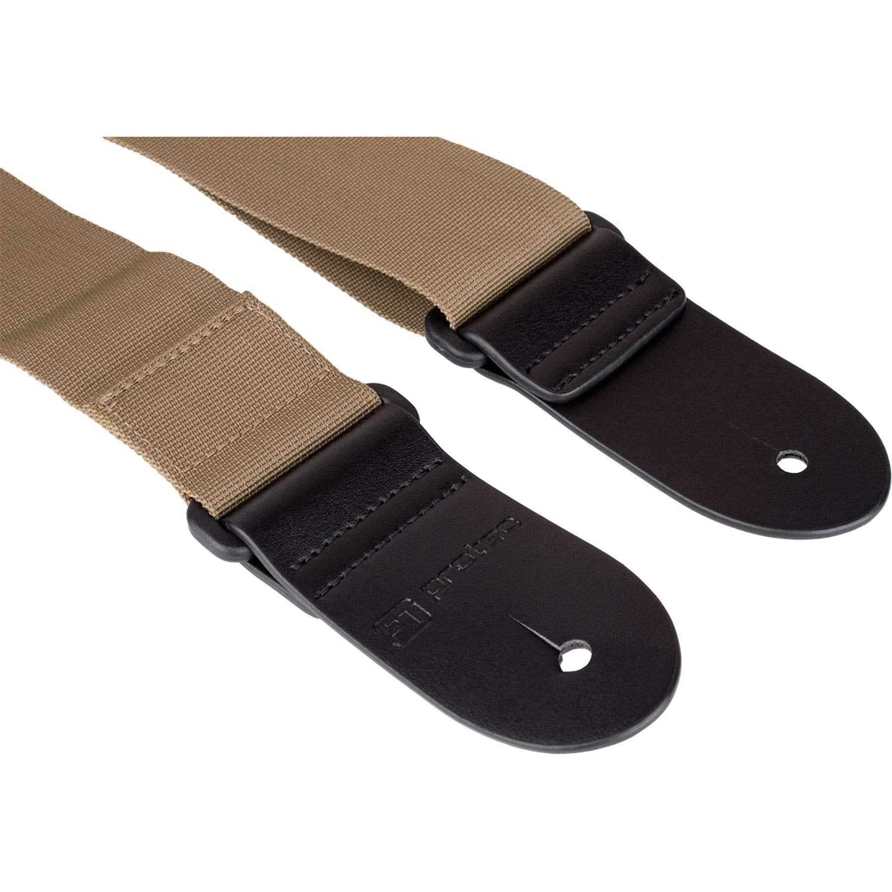 Protec Guitar Strap With Pick Pocket & Leather Ends Abdominal Support (POLYSTTX),Tan