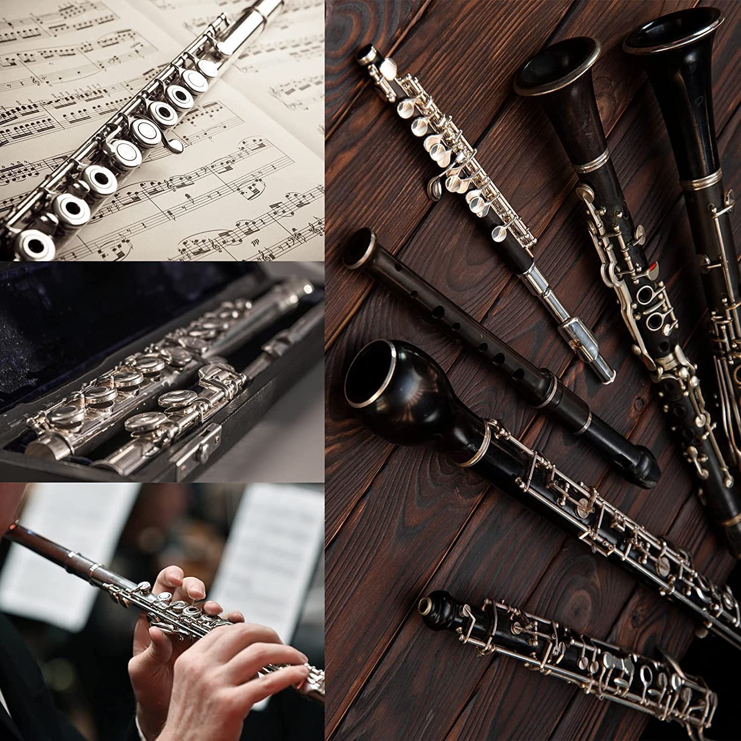 5 Pcs Flute Cleaning Rod with Cleaning Cloth and Flute Screwdriver Set for Flute Repair and Cleaning