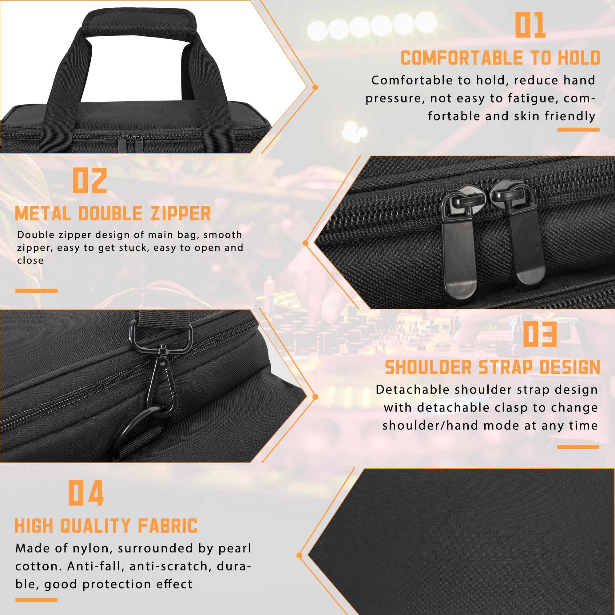 AKOZLIN Cable File Bag DJ Gig Bag Cord Organizer Case with Detachable Dividers for Laptop,DJ Gear, Sound Instrument Accessories