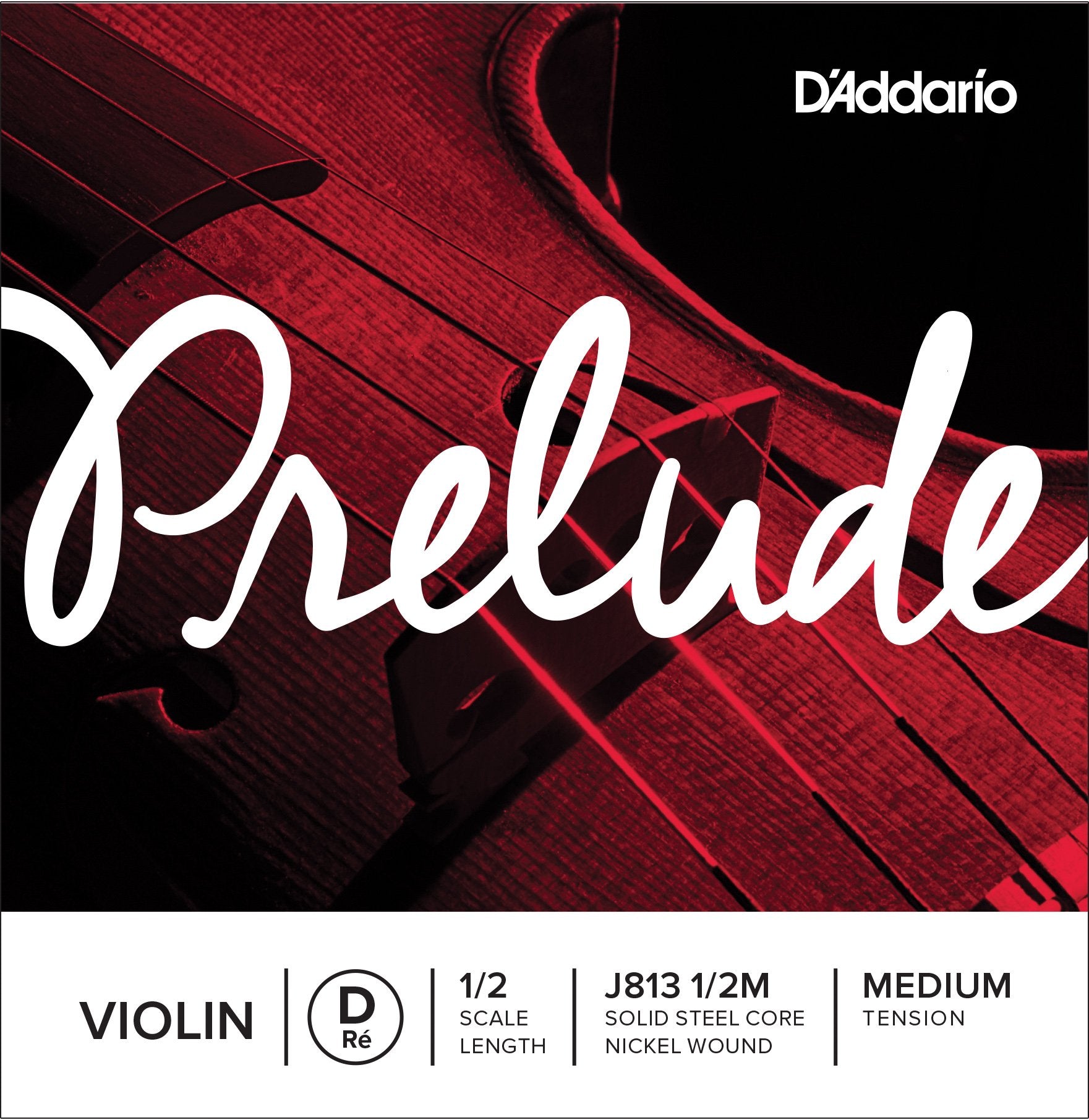 DAddario Prelude Violin Strings, J813 1/2M, Medium Tension, 1/2 Scale, Single D String