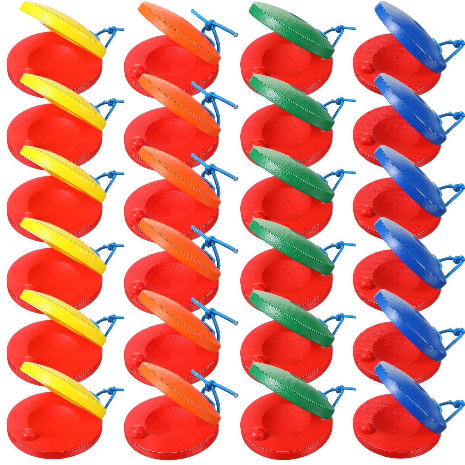 Boao 24 Pcs Castanets Musical Instrument Wooden Hand Finger Clap Board Educational Percussion DIY Music Instrument Rhythm Castan