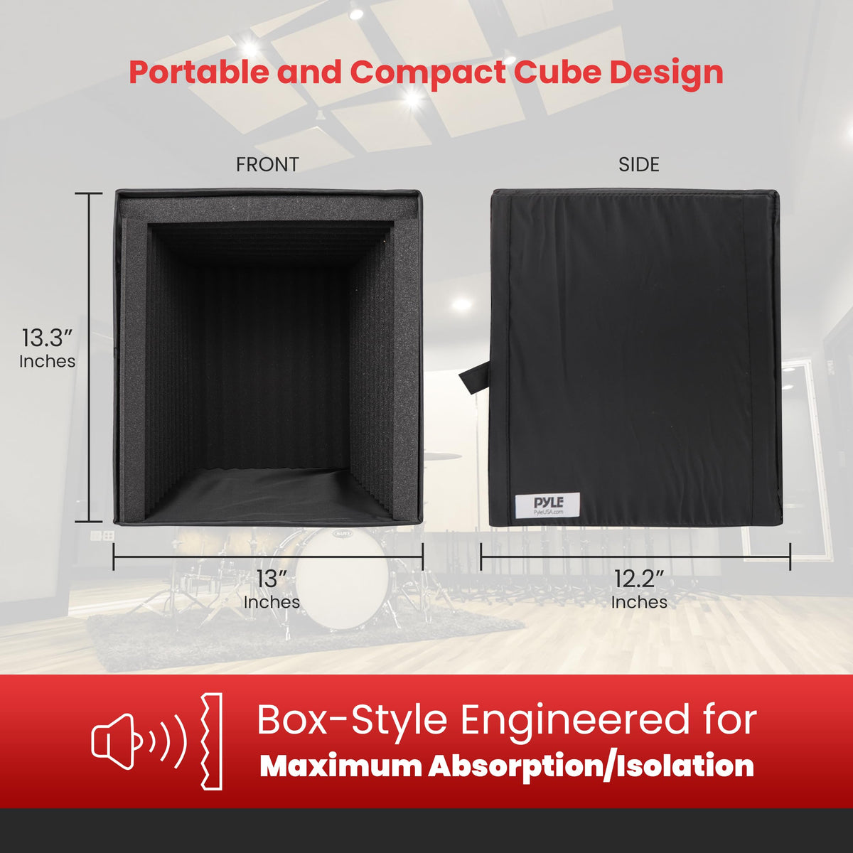 Pyle Recording Shield Box-Microphone Foam Booth Cube, Sound Dampening ...