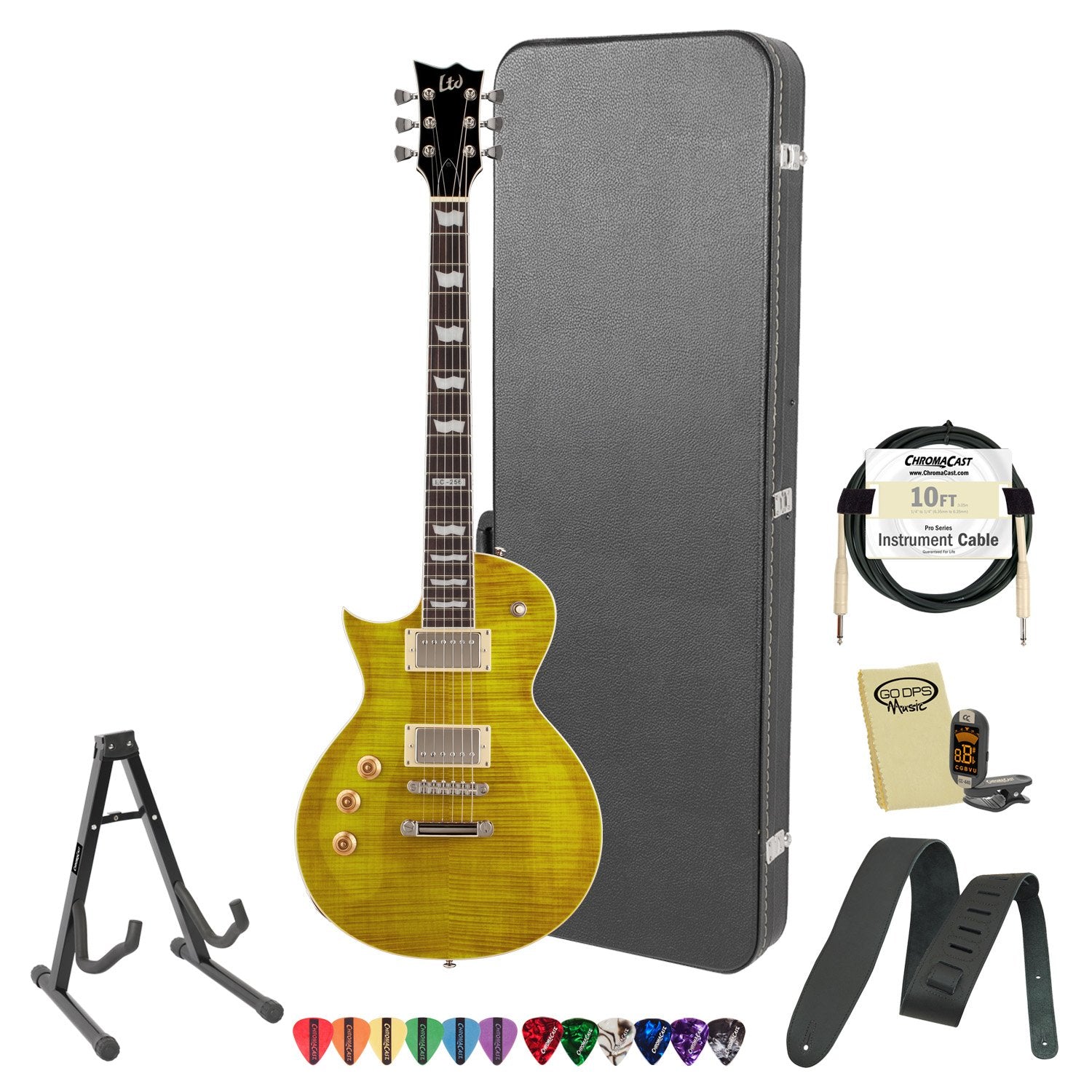 ESP JB-EC-256FM-LH-LD-KIT-2 Flamed Maple Lemon Drop Left-Handed Electric Guitar Pack