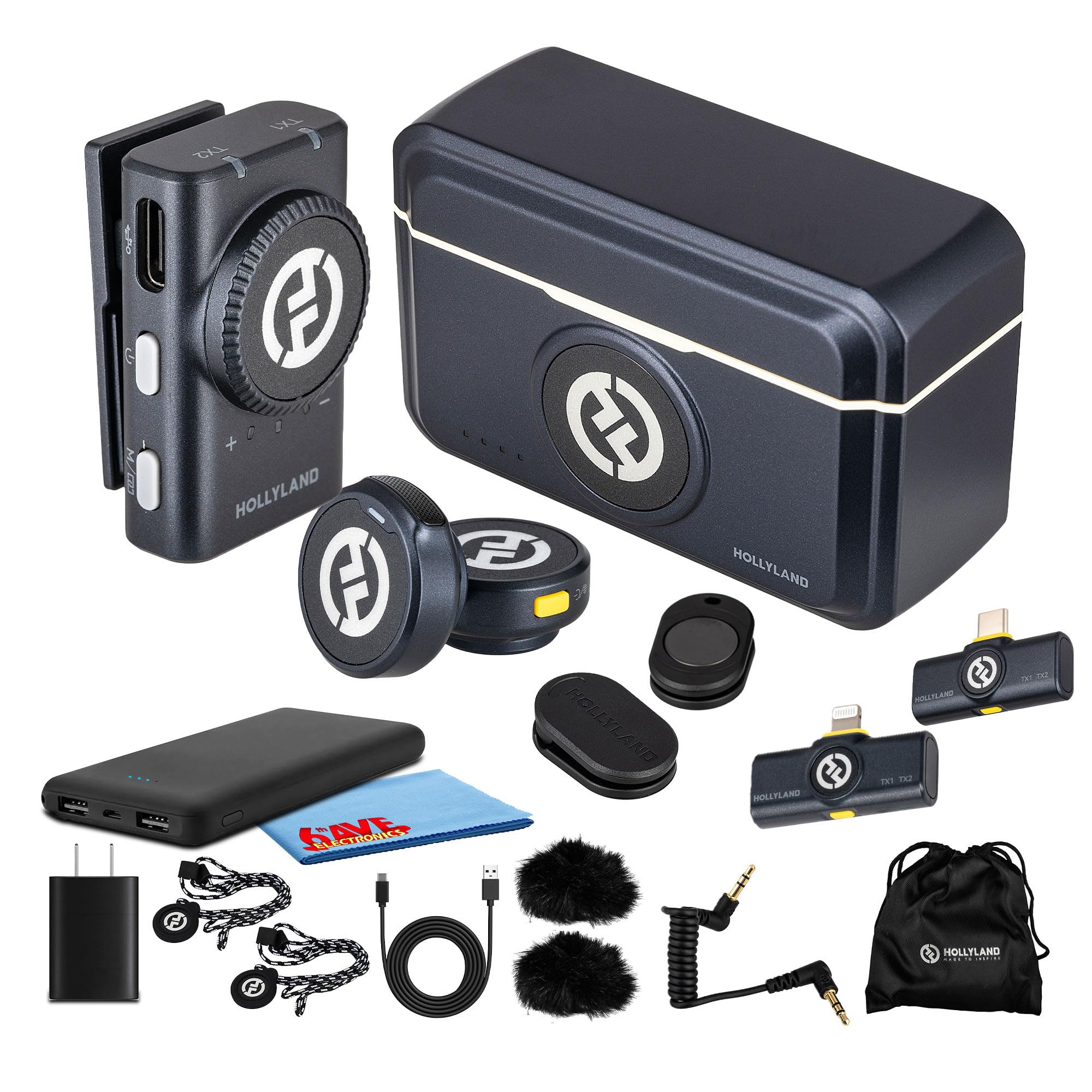 Hollyland Lark M2 Duo Wireless Lavalier Microphone System for Camera/iPhone/Android/Laptop 2-Person, 2.4GHz Clip-On Mic with Noi