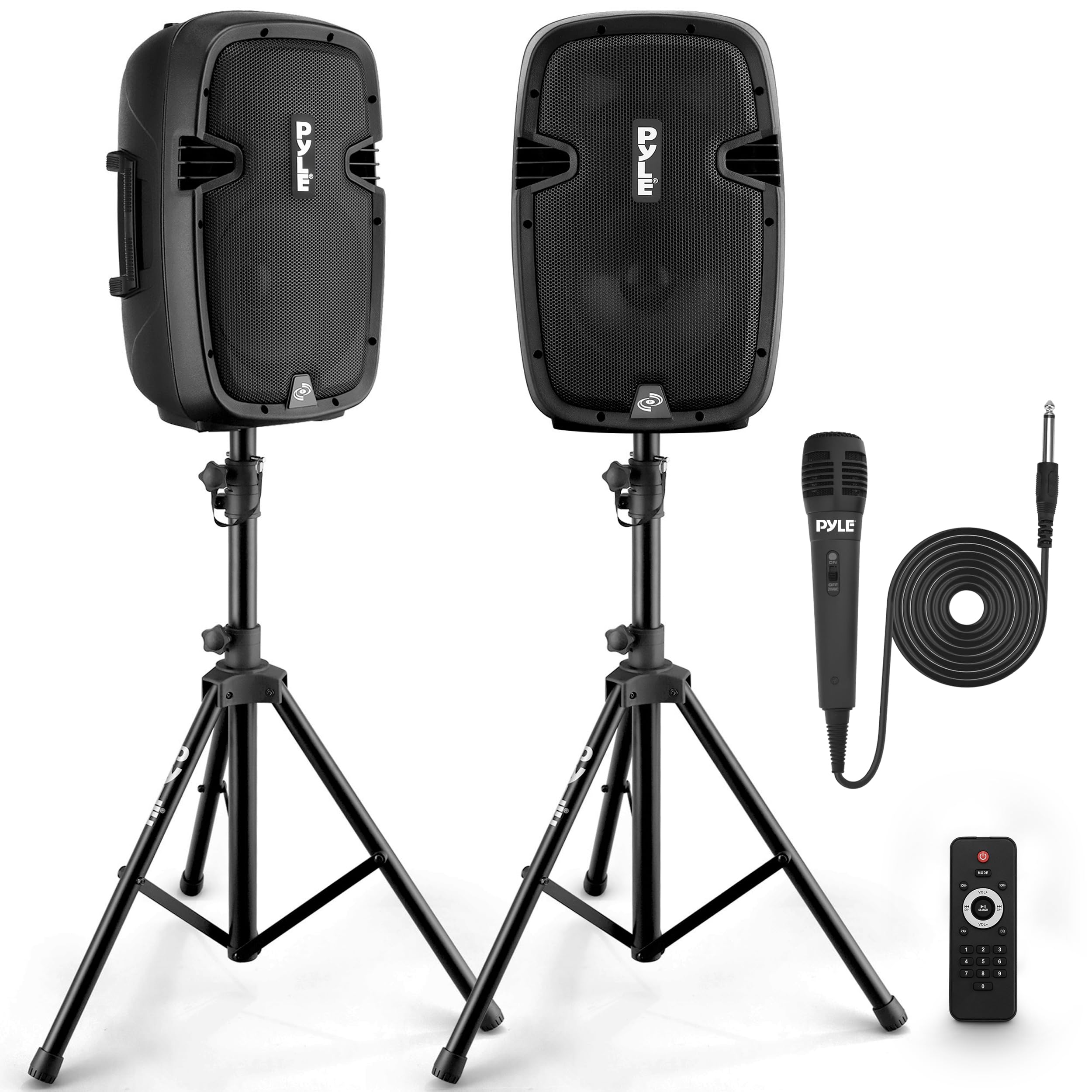 Wireless Portable PA Speaker System - 1000W High Powered Bluetooth Compatible Active + Passive Pair Outdoor Sound Speakers W/USB
