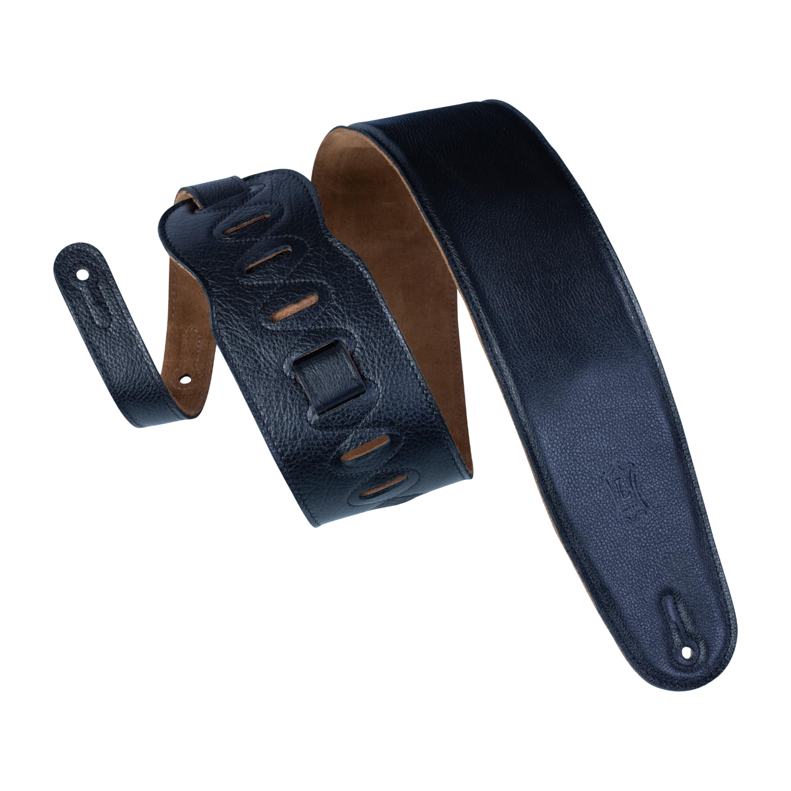 Levys Leathers M4GF-BLK 3-1/2-inch Garment Leather Bass Guitar Strap with Foam Padding and Suede Backing, Black