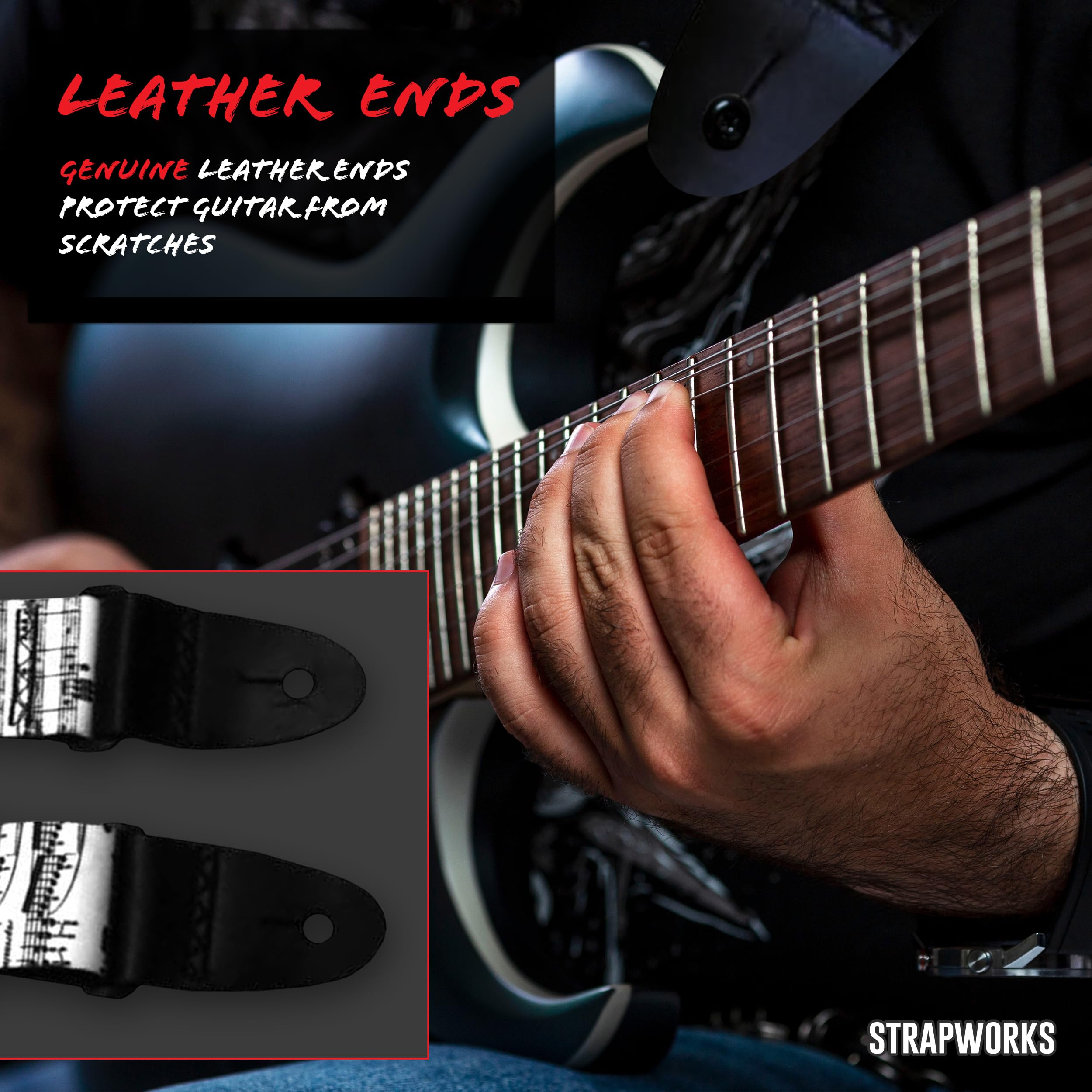 Killer-Q Guitar Strap - Stylish Straps for Electric and Acoustic Guitars With Leather Tabs, 2 Inches x 5 Feet, I Plead the 5th