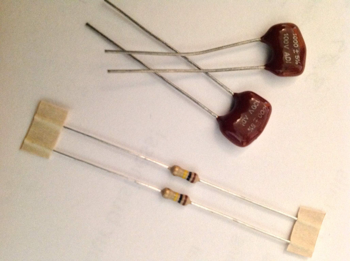 2 Silver Mica/Carbon Film Treble Bleed Capacitor Kits .001Uf 100K Guitar Tone Covers 2 Pots