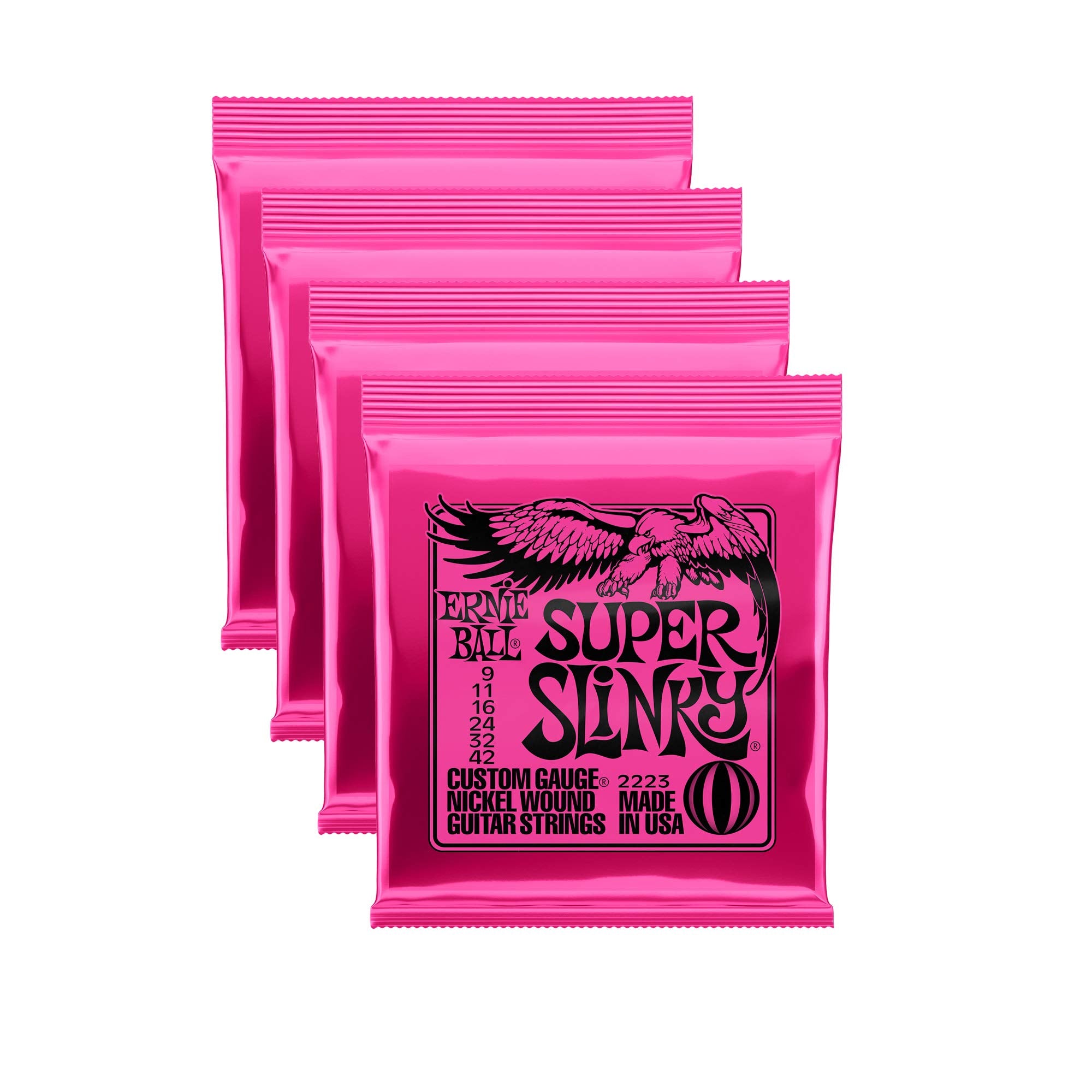 Ernie Ball Super Slinky Electric Guitar Strings Nickel Wound Lot/4 P02223