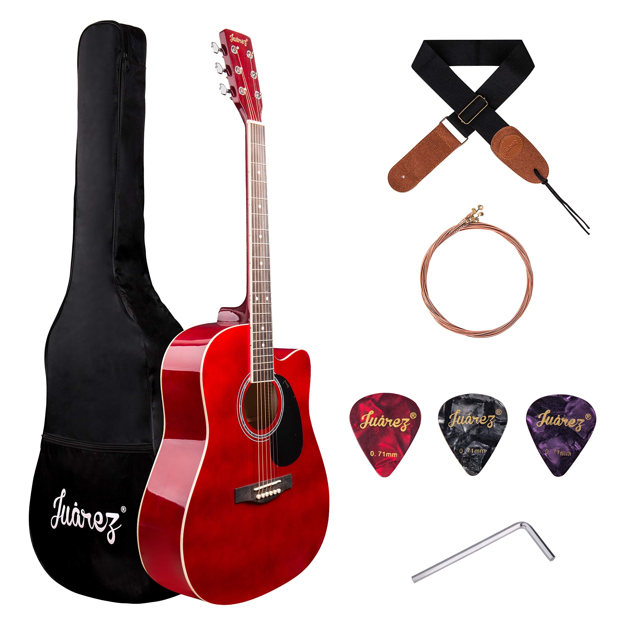 Juarez Arpeggio 41 Inch Acoustic Guitar Kit, Jra41Sp-Rd Spruce Top, Rosewood Fretboard & Bridge, Truss Rod, Chrome Die Cast Mach