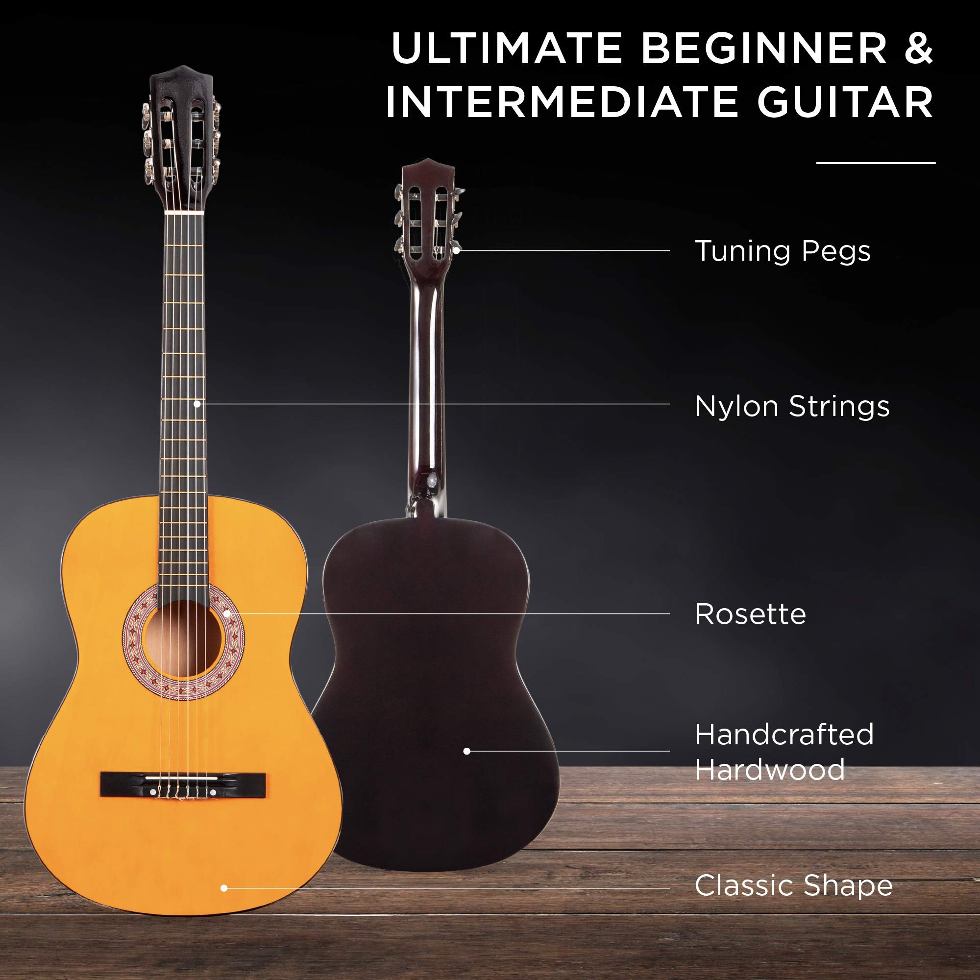 Best Choice Products 38in Beginner All Wood Acoustic Guitar Starter Kit w/Gig Bag, 6 Celluloid Picks, Nylon Strings, Capo, Cloth