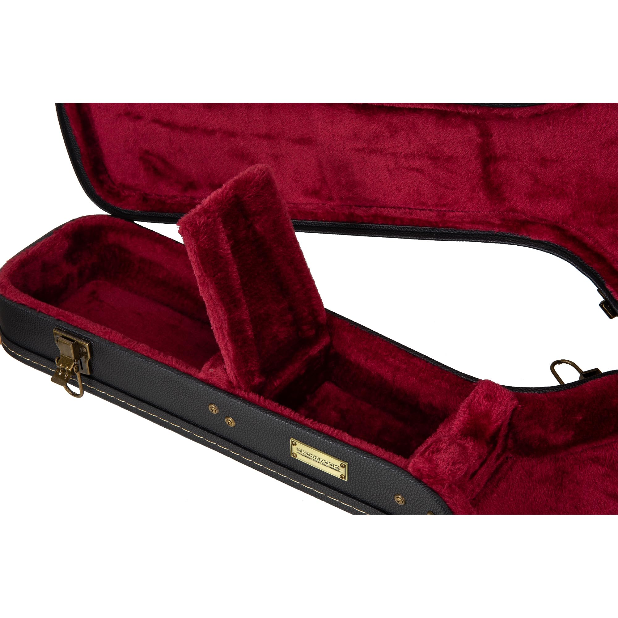Crossrock Wooden Guitar Case -Fits 335 Style 6 Strings Semi-Hollow Electric Guitars -Vintage Hardware, Sponge Lining, Metal Feet