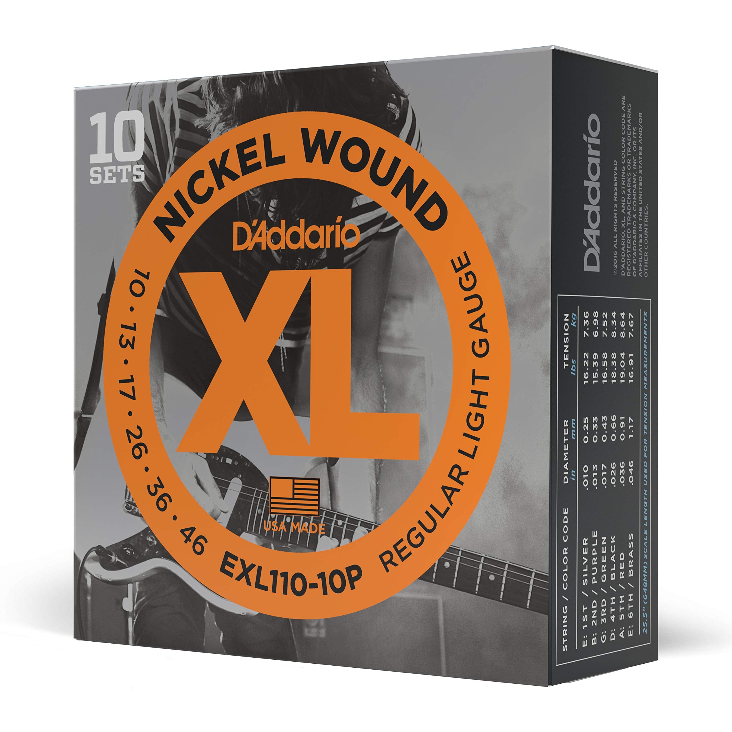 Daddario Guitar Strings - Xl Nickel Electric Guitar Strings - Exl110-10P - Perfect Intonation, Consistent Feel, Reliable Durabil