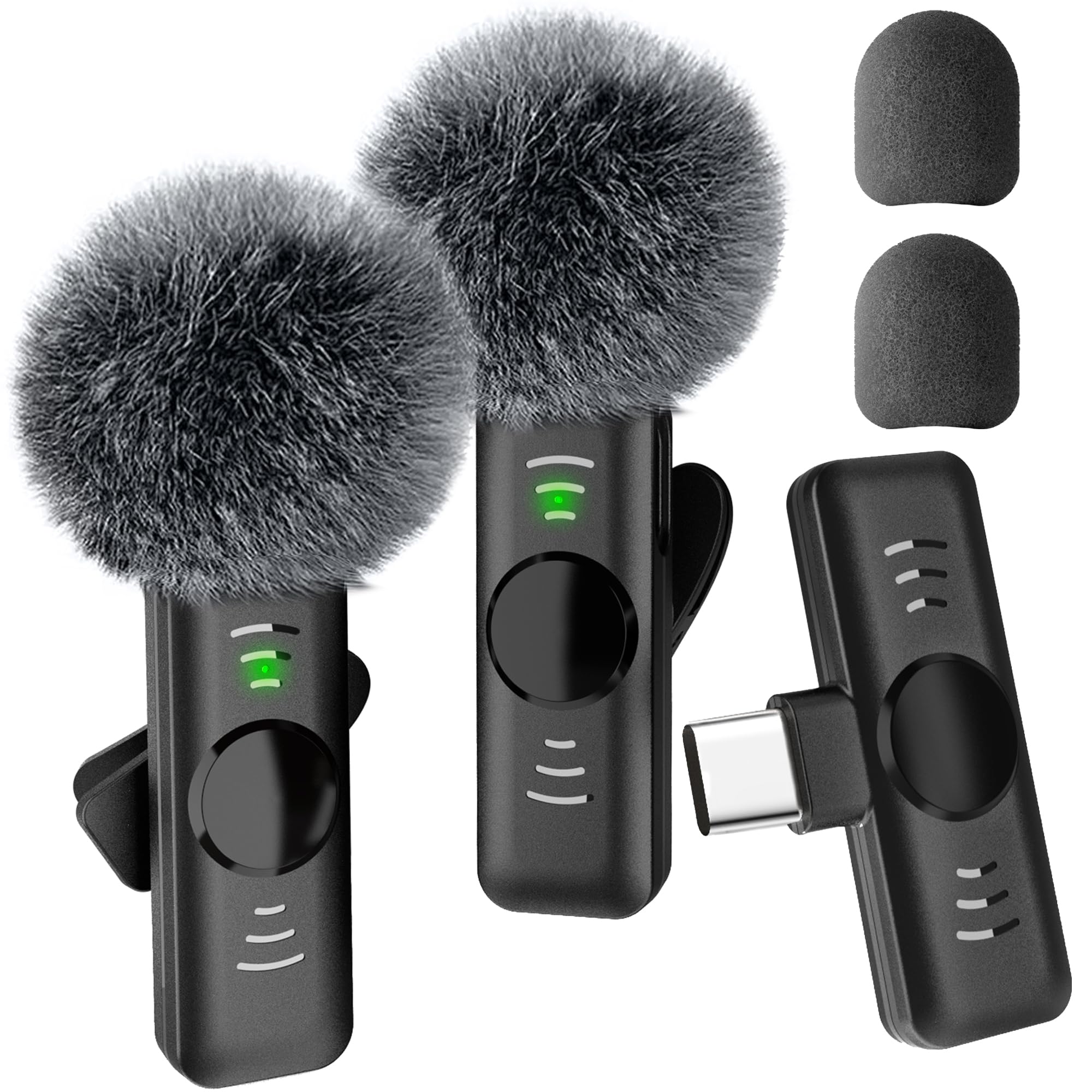 Lumasphere 2 Pack Wireless Lavalier Microphone for iPhone,iPad,Android, Mini Microphone Plug-Play Noise Reduction Wireless Mic, 