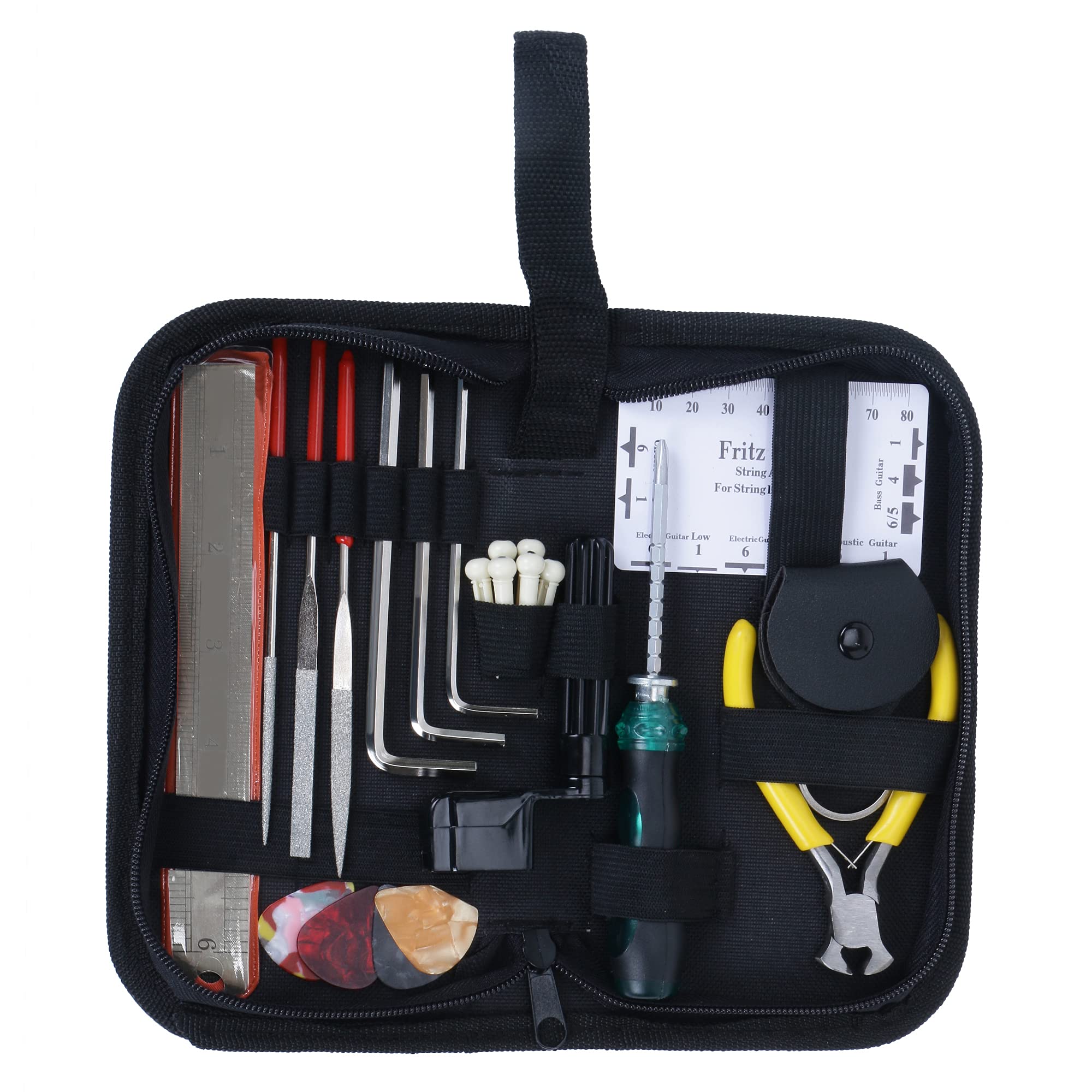 Juarez Guitar Maintenance, Set-up and Repair 23 Piece Tool Kit for Ukulele, Acoustic, Electric and Bass Guitars