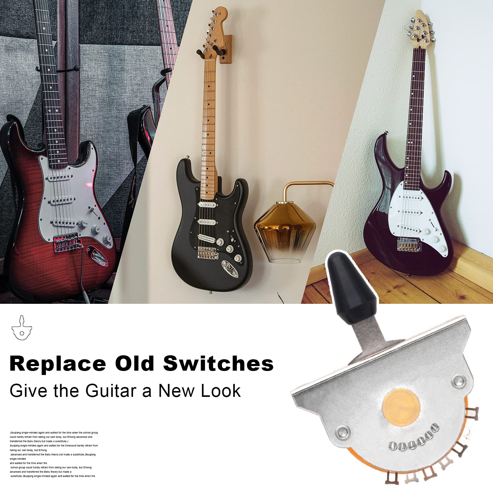 SAPHUE Electric Guitar 3/4/5 Way Pickup Selector Switch with Black/White/Yellow Knob (5 Way Switch)