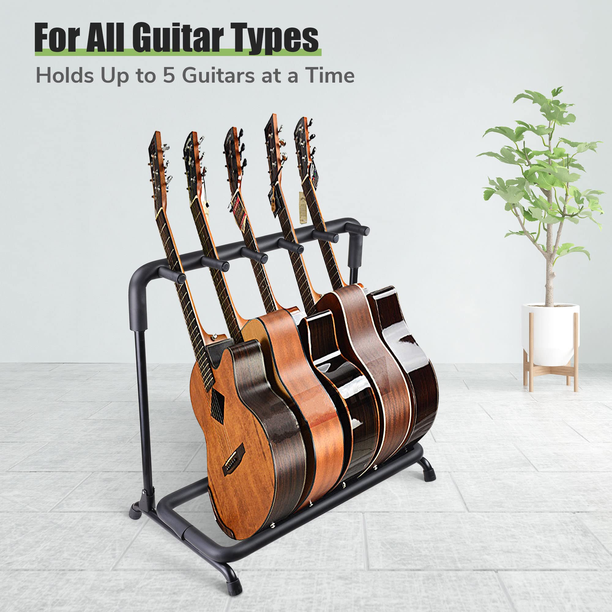 AW 5 Five Holder Multi Guitar Folding Stand Band Stage Bass Acoustic Guitar Display Rack