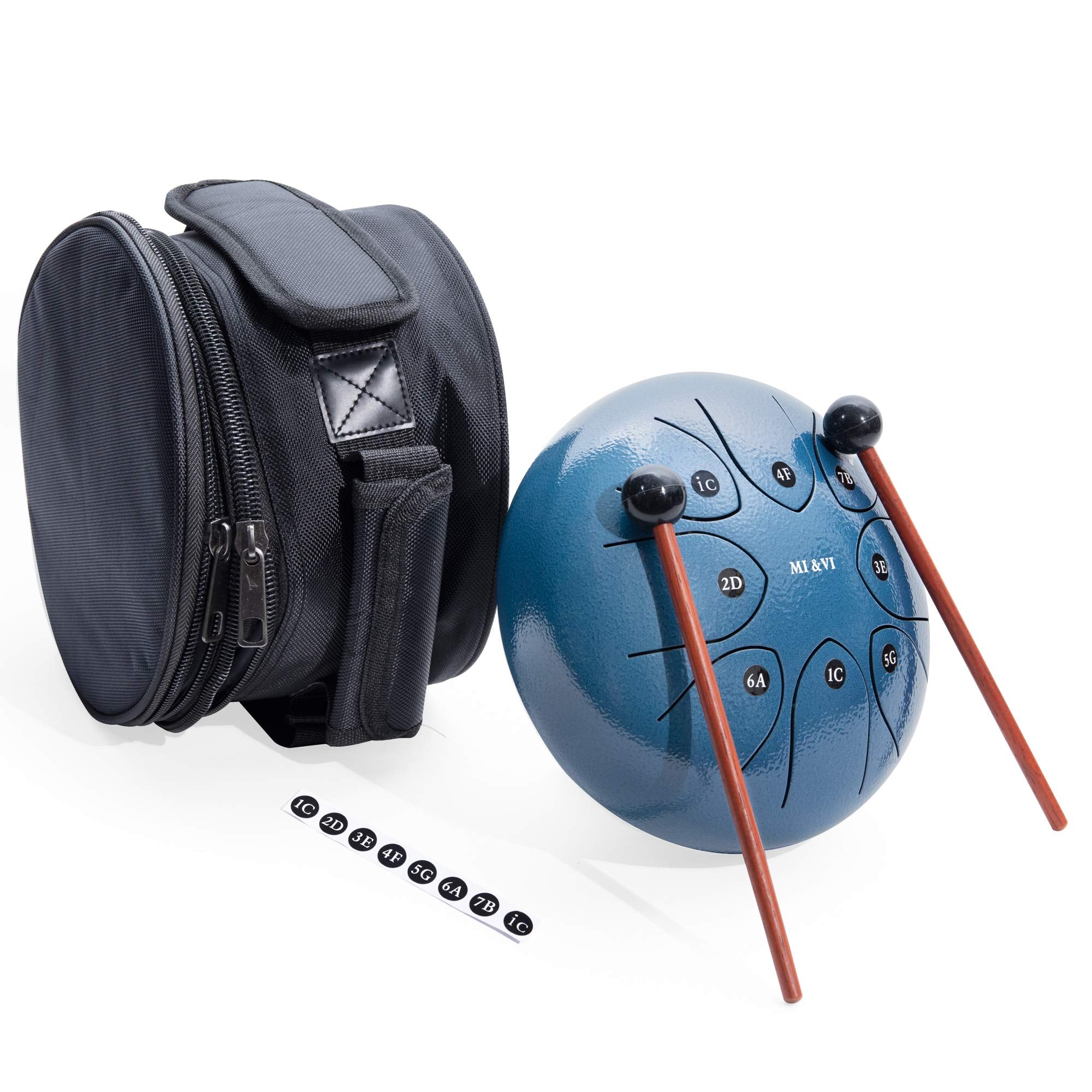 MI&VI Ocean Rain Drum for Outside Garden (8 Notes 8 Inches) with Mallets & Padded Travel Bag Included | Chakra Tank | Steel Tong