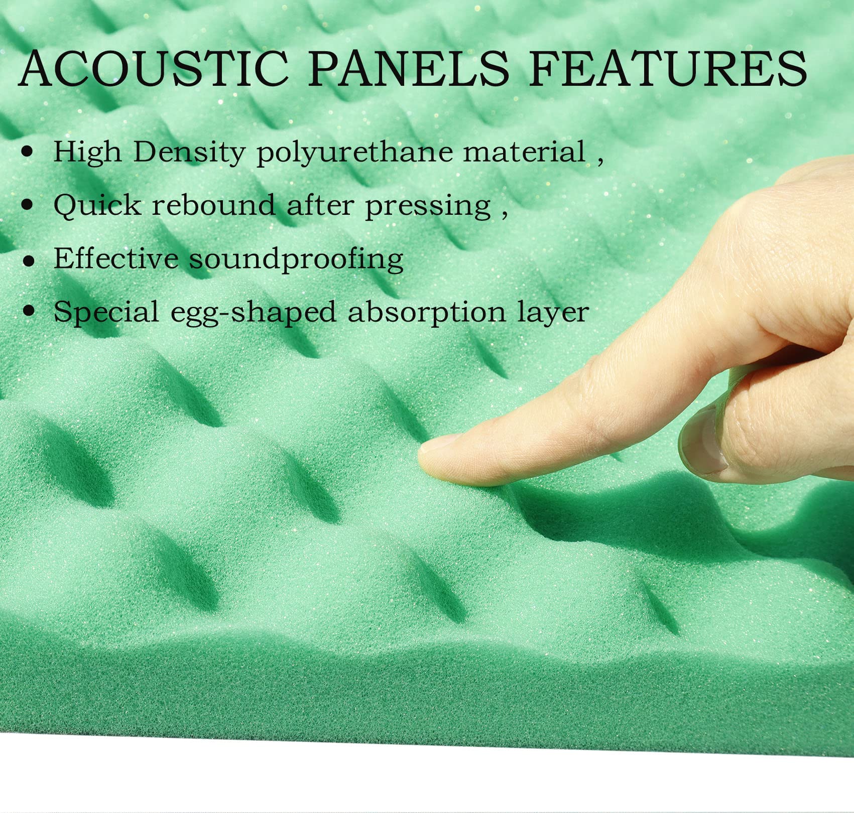 KTOESHEO 2 Pcs Acoustic Foam Egg Crate Panel,48''X24''X2'' Studio Foam Wall Panel,High Density Noise Fireproof Cancelling Soundp