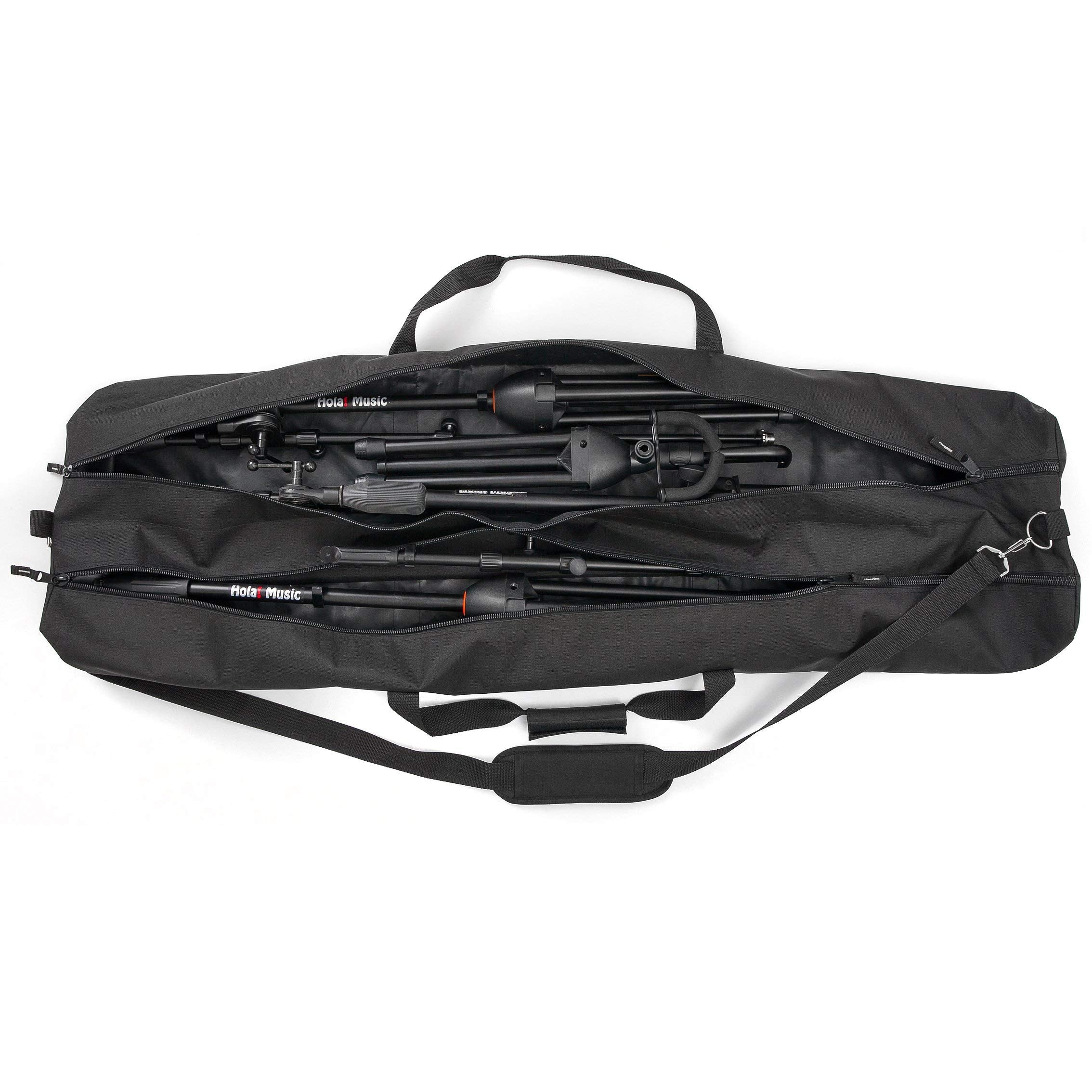 Speaker and Microphone Stand Gig Bag by Hola! Music, Dual Compartment, 50 Inch Long with Shoulder Strap