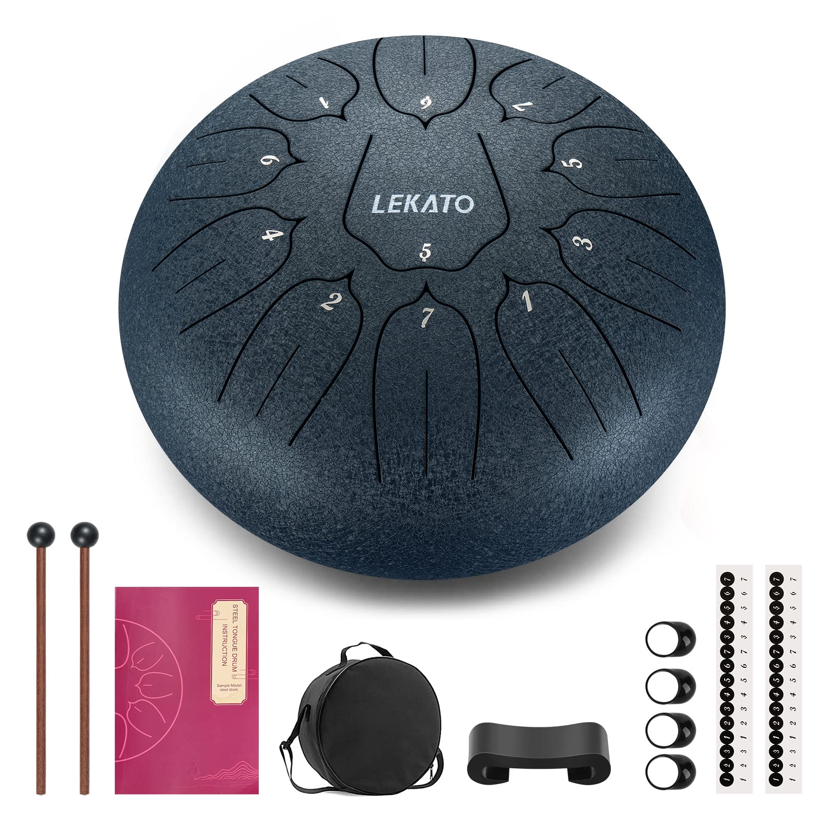 LEKATO Steel Tongue Drum 10 Inch 11 Notes, Beginner Handpan Drum Percussion for Meditation Yoga Musical Education Christmas New 