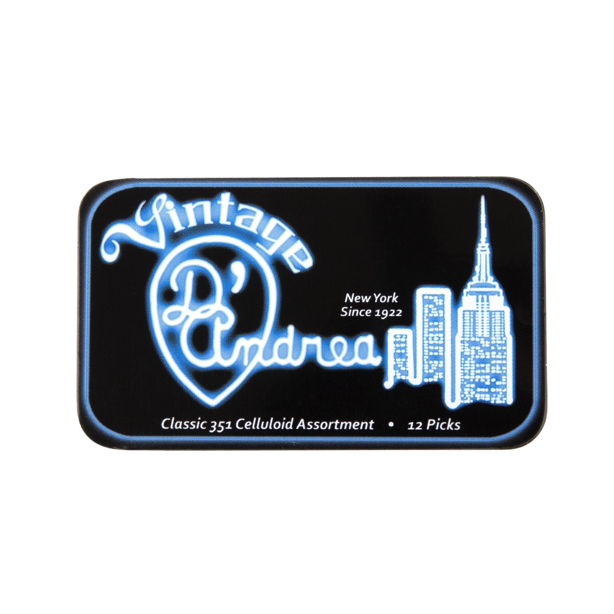 D'Andrea TNVCH Guitar Picks, 12-Piece, Collectible Tin, Vintage Assortment, Heavy