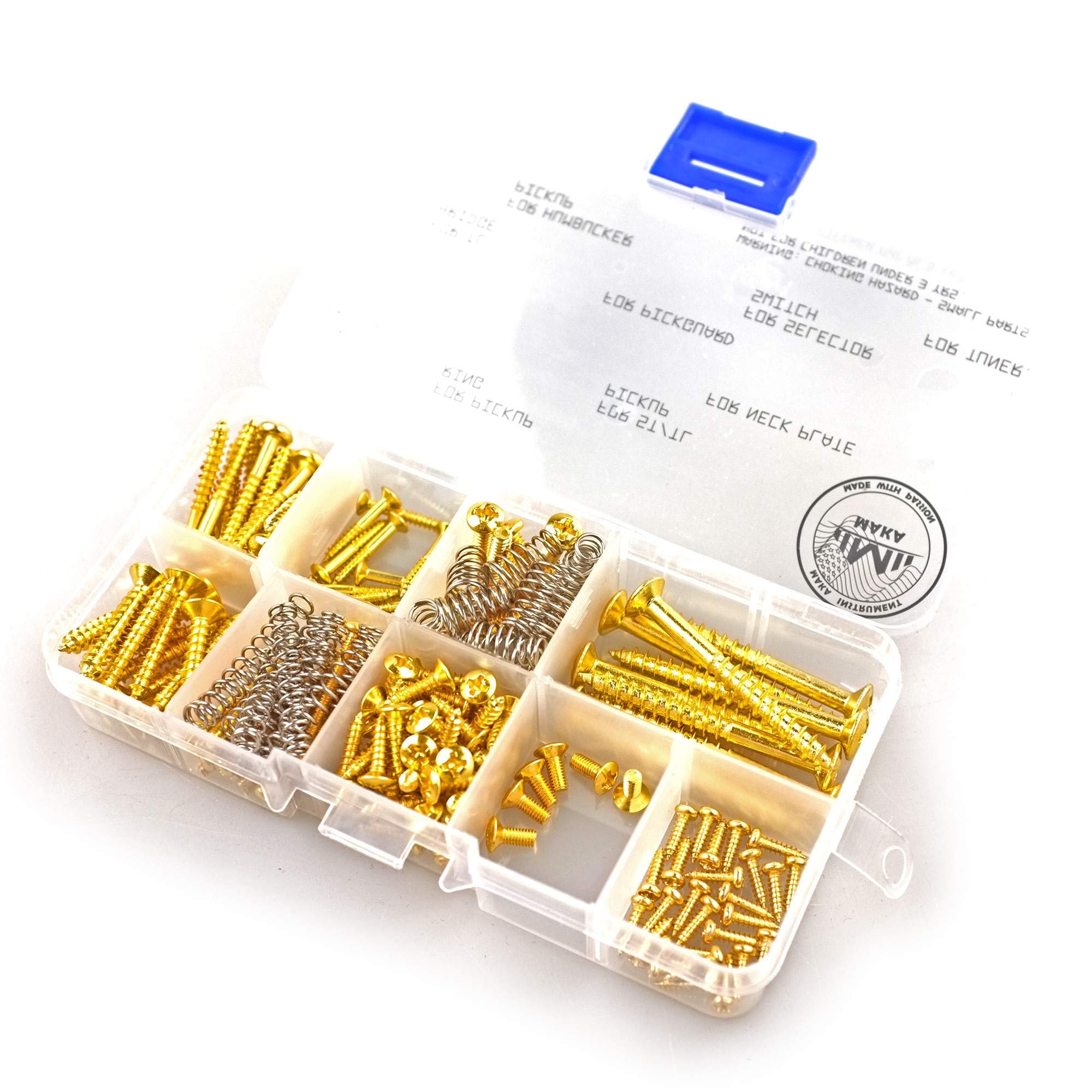 MAKA Guitar Screw Kit Assortment Box Kit for Electric Guitar Bridge, Pickup, Pickguard, Tuner, Switch, Neck Plate, with Springs,