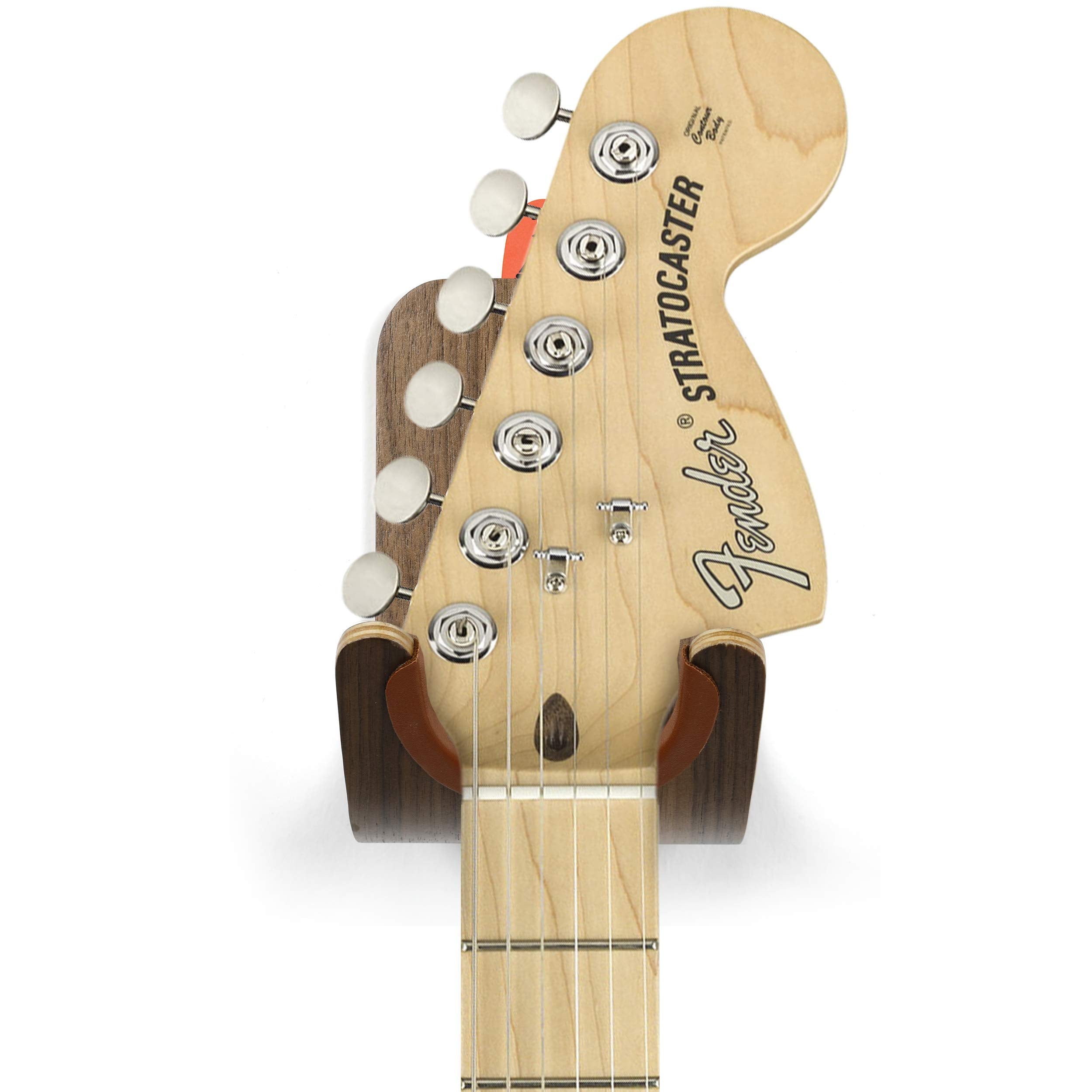 Plywood Guitar Wall Mount Holder with Pick Slot on top, Modern and Unique Design Guitar Hanger for Bass Acoustic Electric Guitar