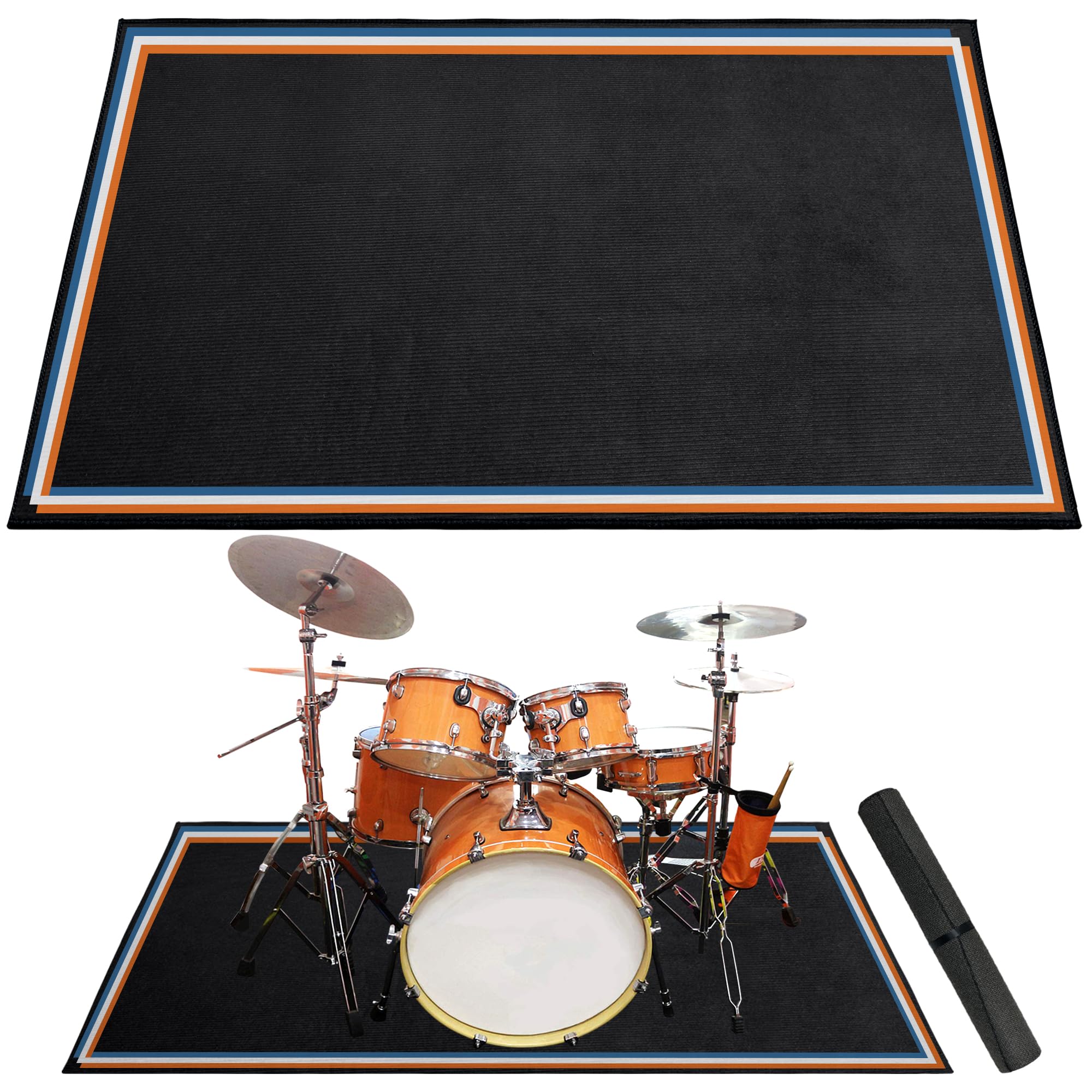 4 x 6 Ft Drum Rug, Colorful Non-Slip Mat for Indoor Outdoor, Soundproof Floor Mat for Electrical Drum, Accessories Gift for Drum