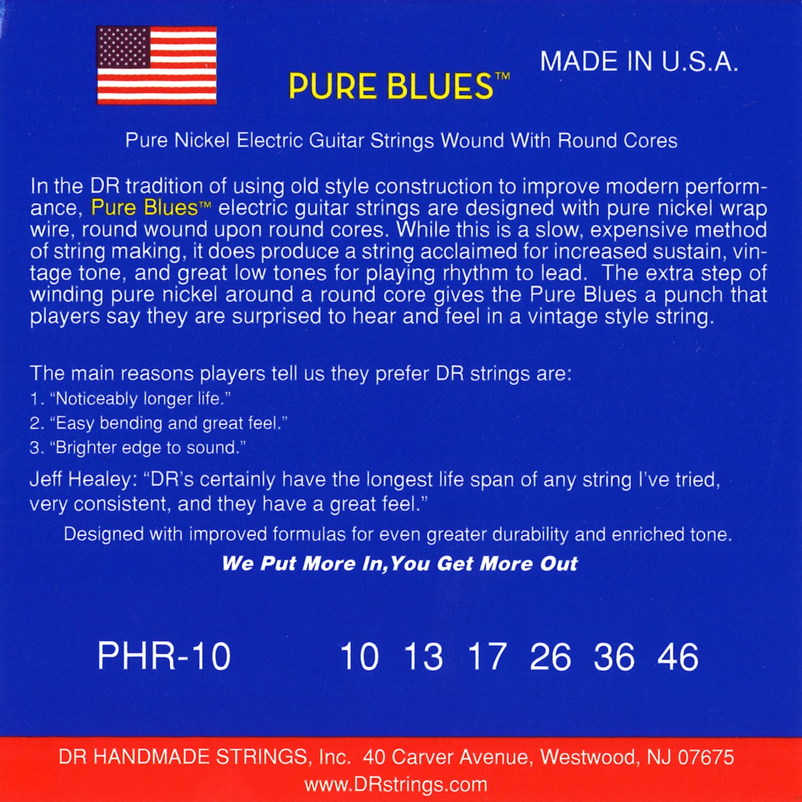 DR Strings Pure Blues Nickel Wound Vintage Style Electric Guitar Strings - 10-46 Gauge