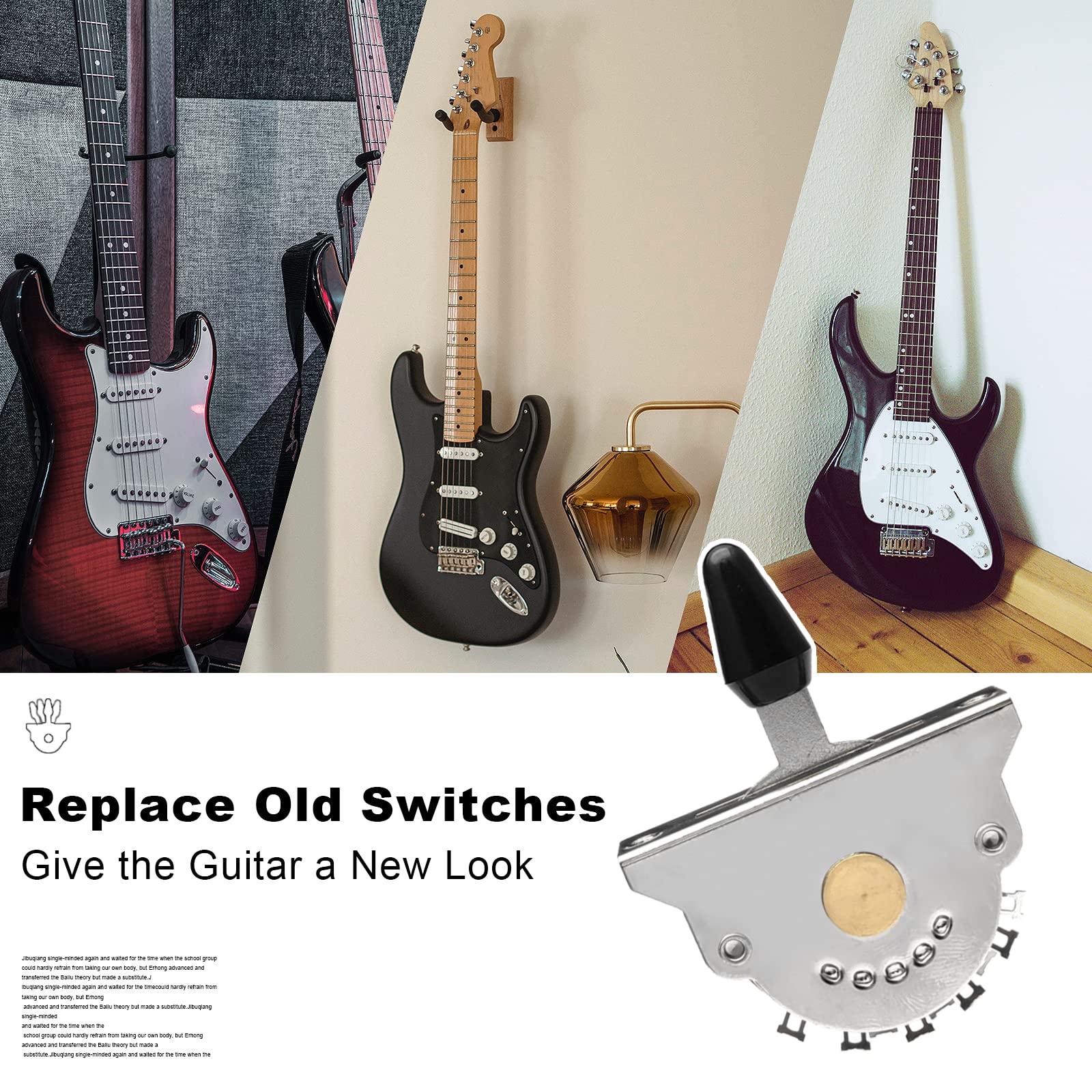 SAPHUE Electric Guitar 3/4/5 Way Pickup Selector Switch with Black/White/Yellow Knob (4 Way Switch)