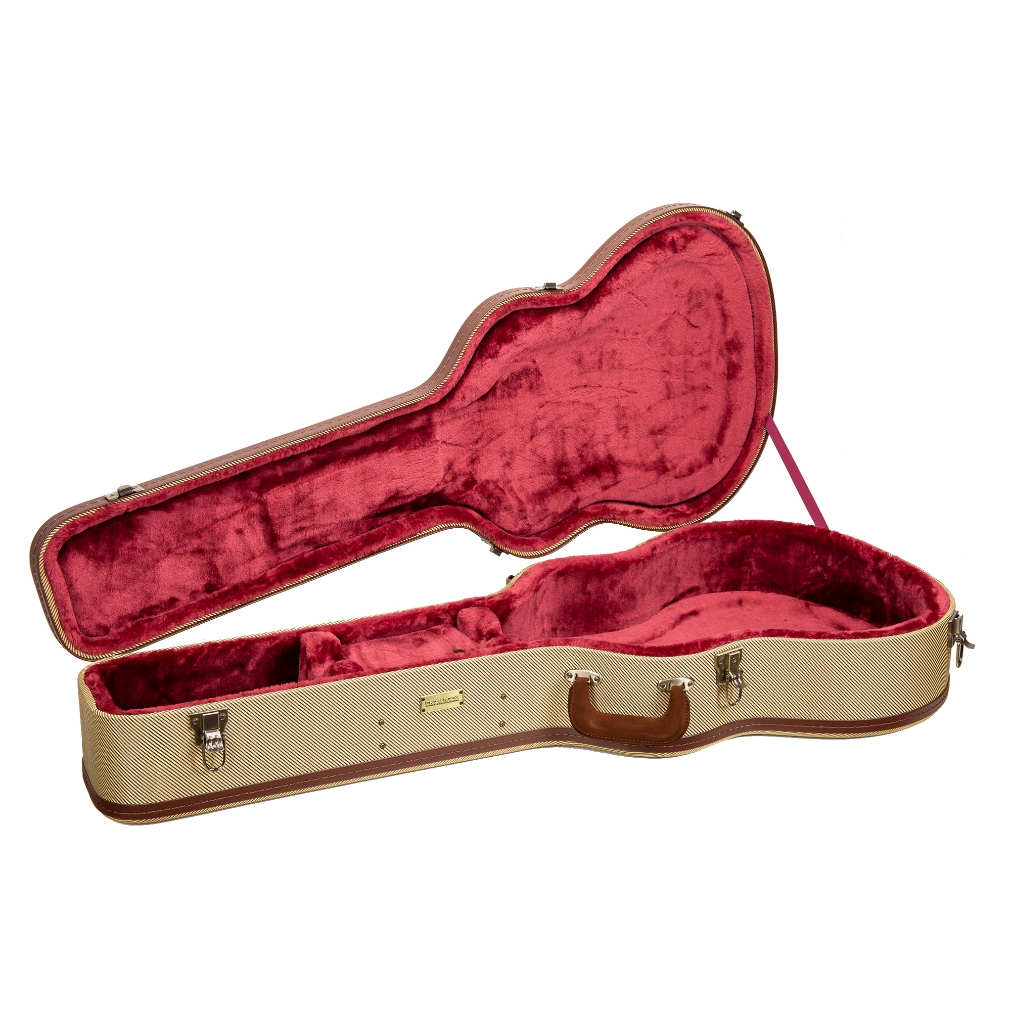 Crossrock Master Series Super Jumbo Guitar Case for Gibson SJ-200 | Classic Fabric Tweed Exterior, Re-Engineered Shell, Leather