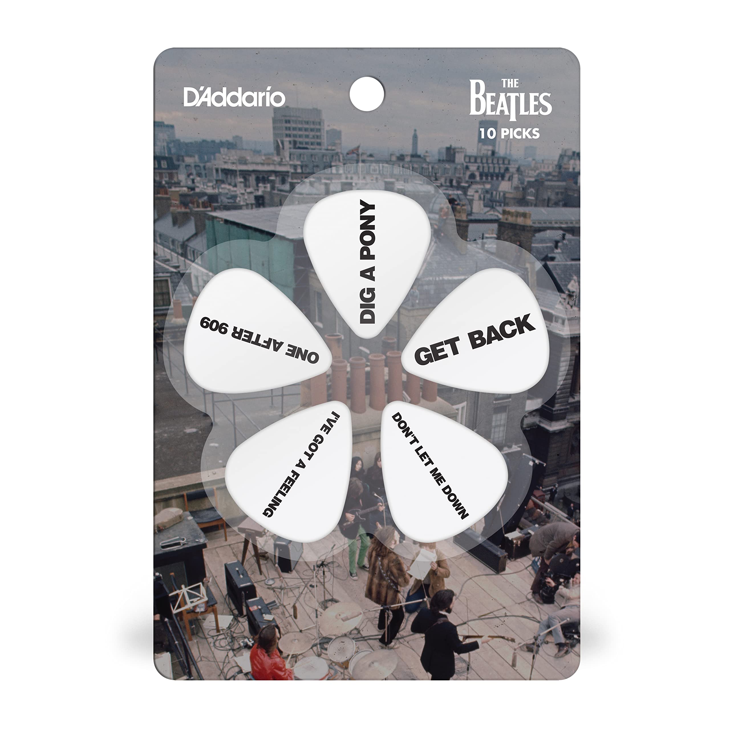 D'Addario Accessories Beatles Guitar Picks - The Beatles Collectable Guitar Picks - Get Back, 10 Pack, Light