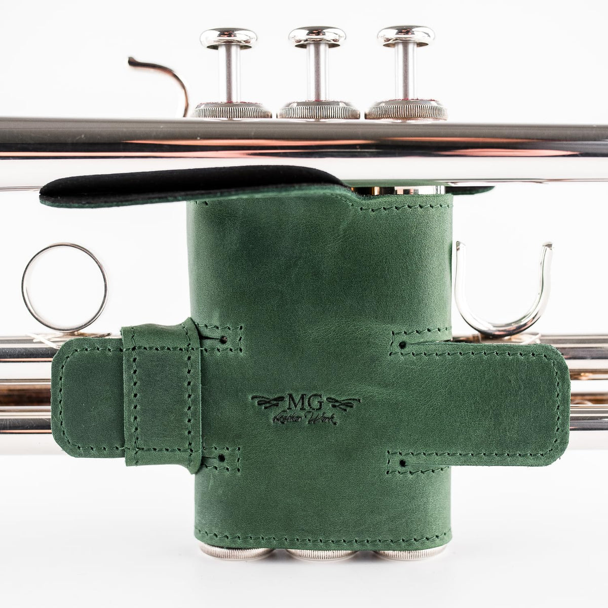 MG Leather Work XL Trumpet Valve Protection Guard Genuine Leather Gree ...