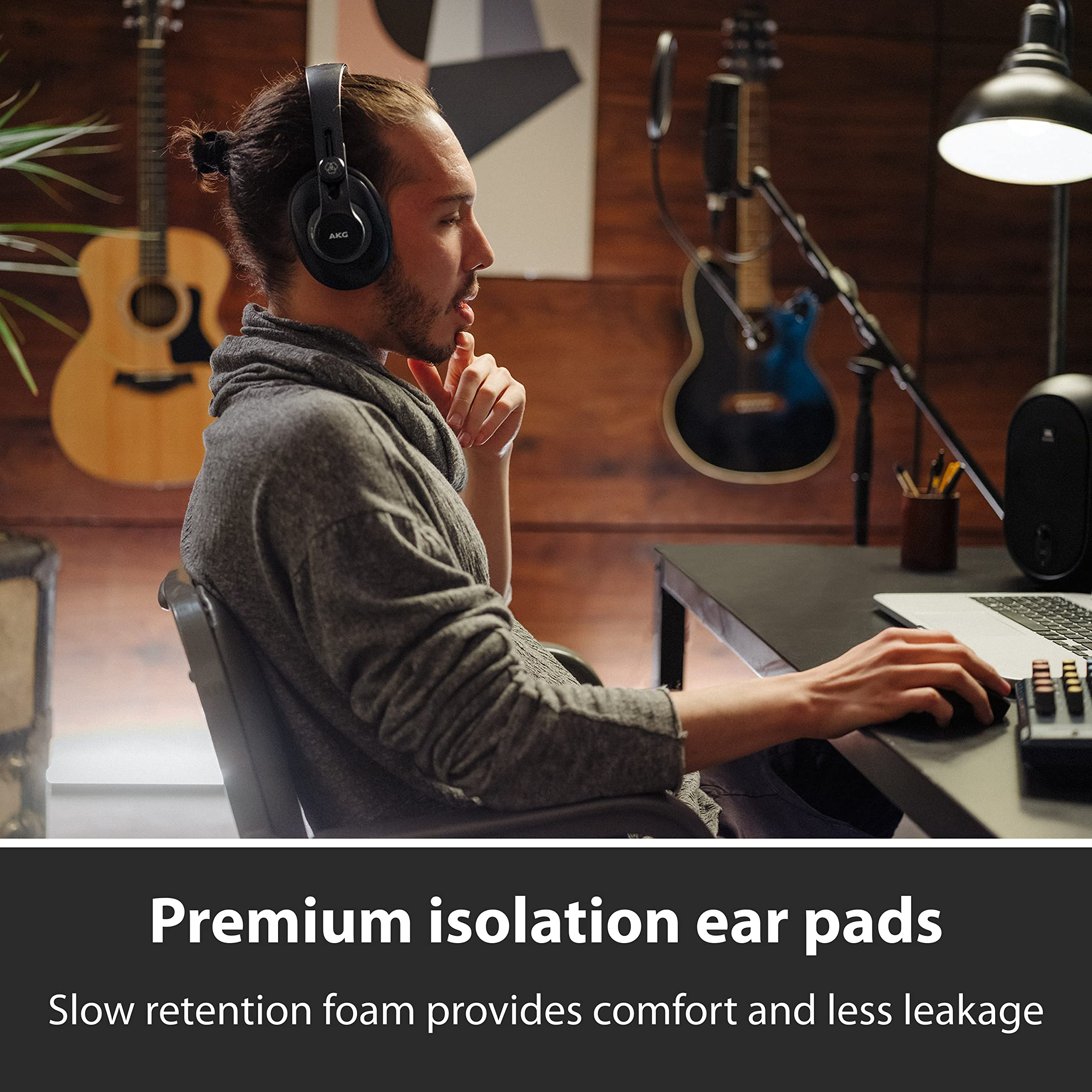 AKG K371 Closed Over-Ear Studio Folding Headphones - Black