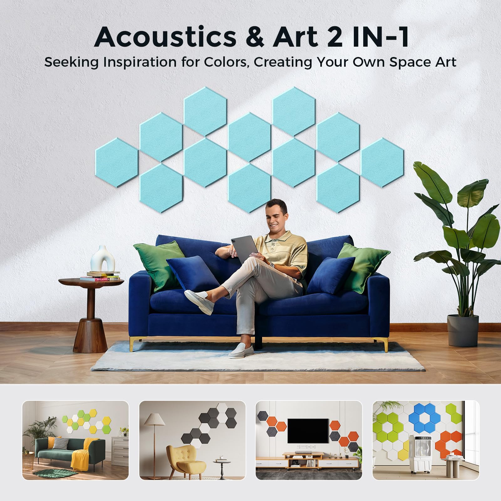 Dexmoko Self-Adhesive Acoustic Panels [390 lbs/yd Ultra-High Density], 2nd Generation Sound Absorbing Panel, Professional Level