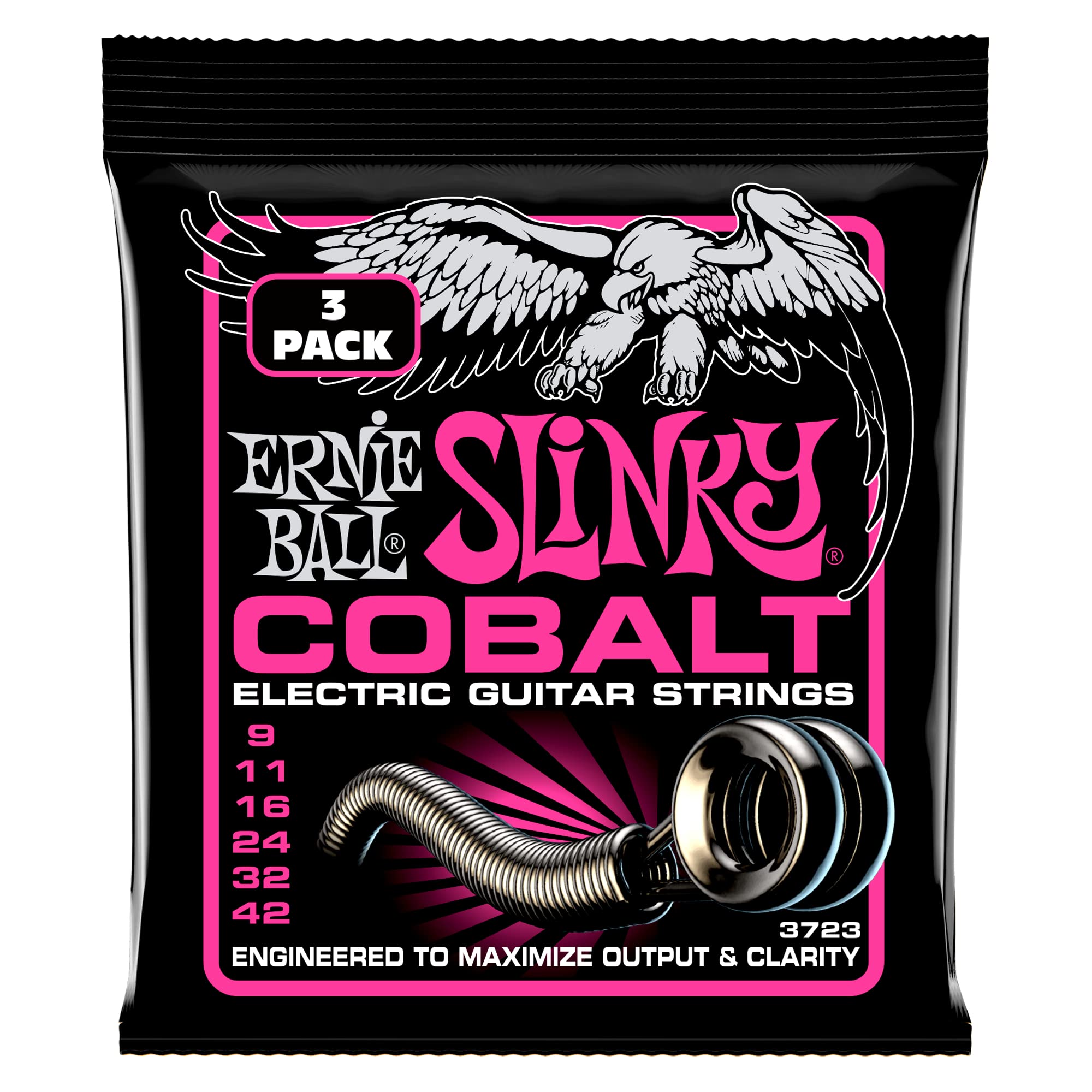 Ernie Ball Super Slinky Cobalt Electric Guitar Strings 3-Pack, 9-42 Gauge (P03723)