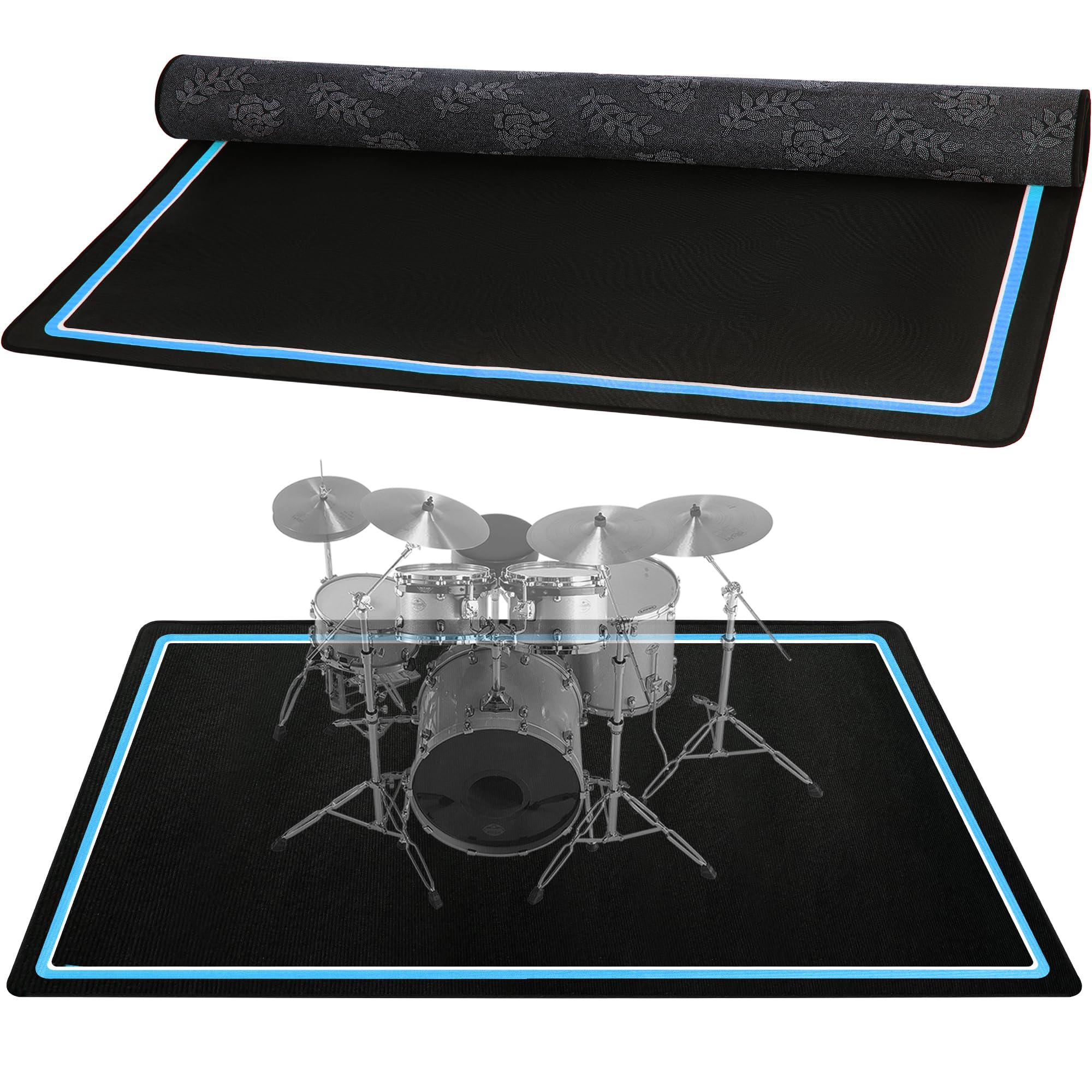 Drum Rug, 5X 6 Ft Drum Mat Carpet Music Rug with Non-Slip Bottom, Soundproof Electrical Pads for Drummers