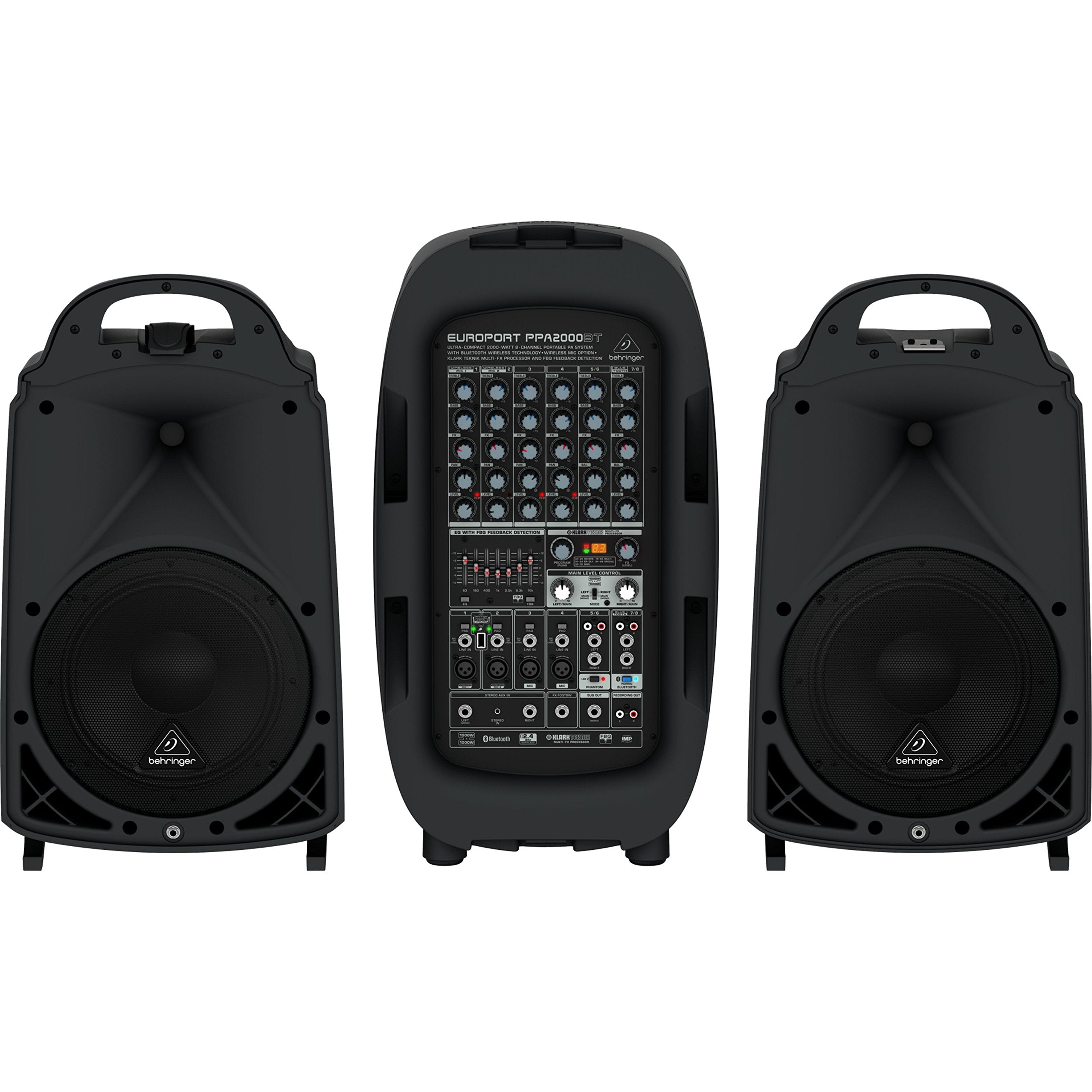Behringer EUROPORT PPA2000BT Ultra-Compact 2000-Watt 8-Channel Portable PA System with Bluetooth Wireless Technology Black