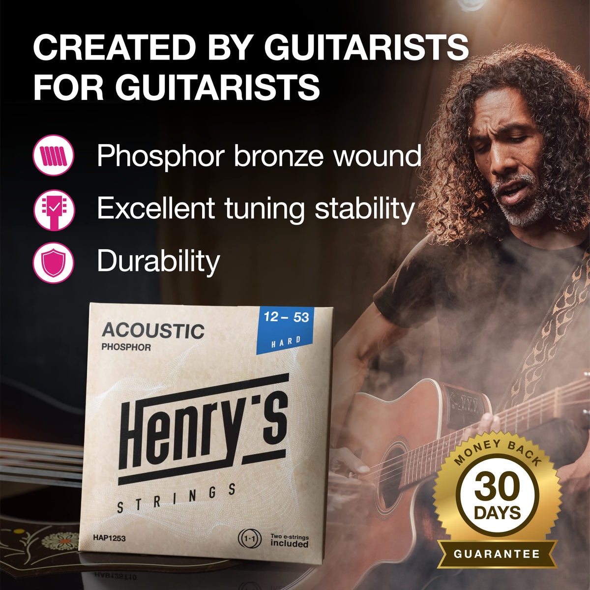 Acoustic Guitar Strings 12-53 - Professional Set - Extra E1 String & 3 ...