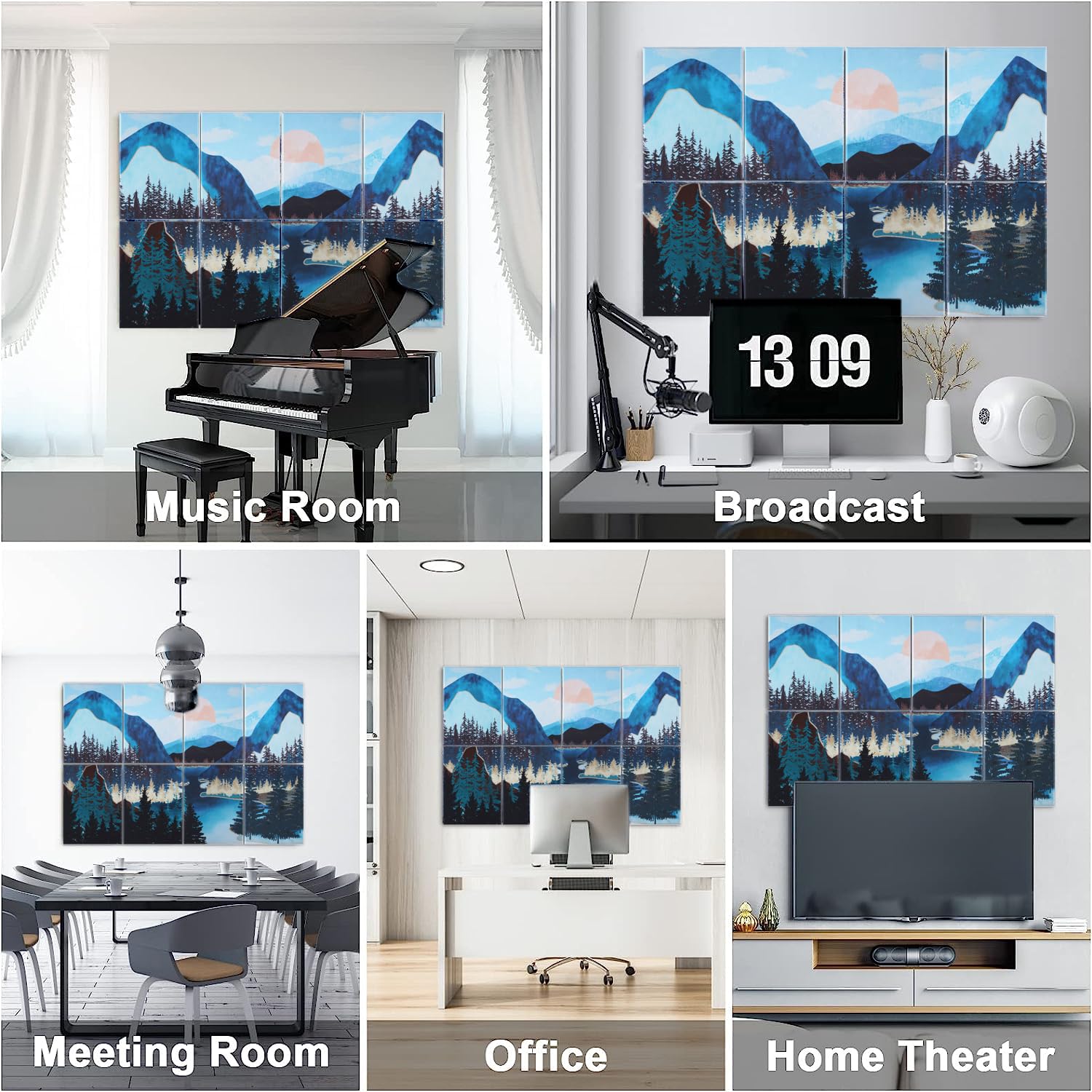 Tutmyrea Art Acoustic Panels, Sound Proofing Padding, 8 Pack Acoustical Soundproof Wall Panels, 48'' x 32'' Self-adhesive Decora