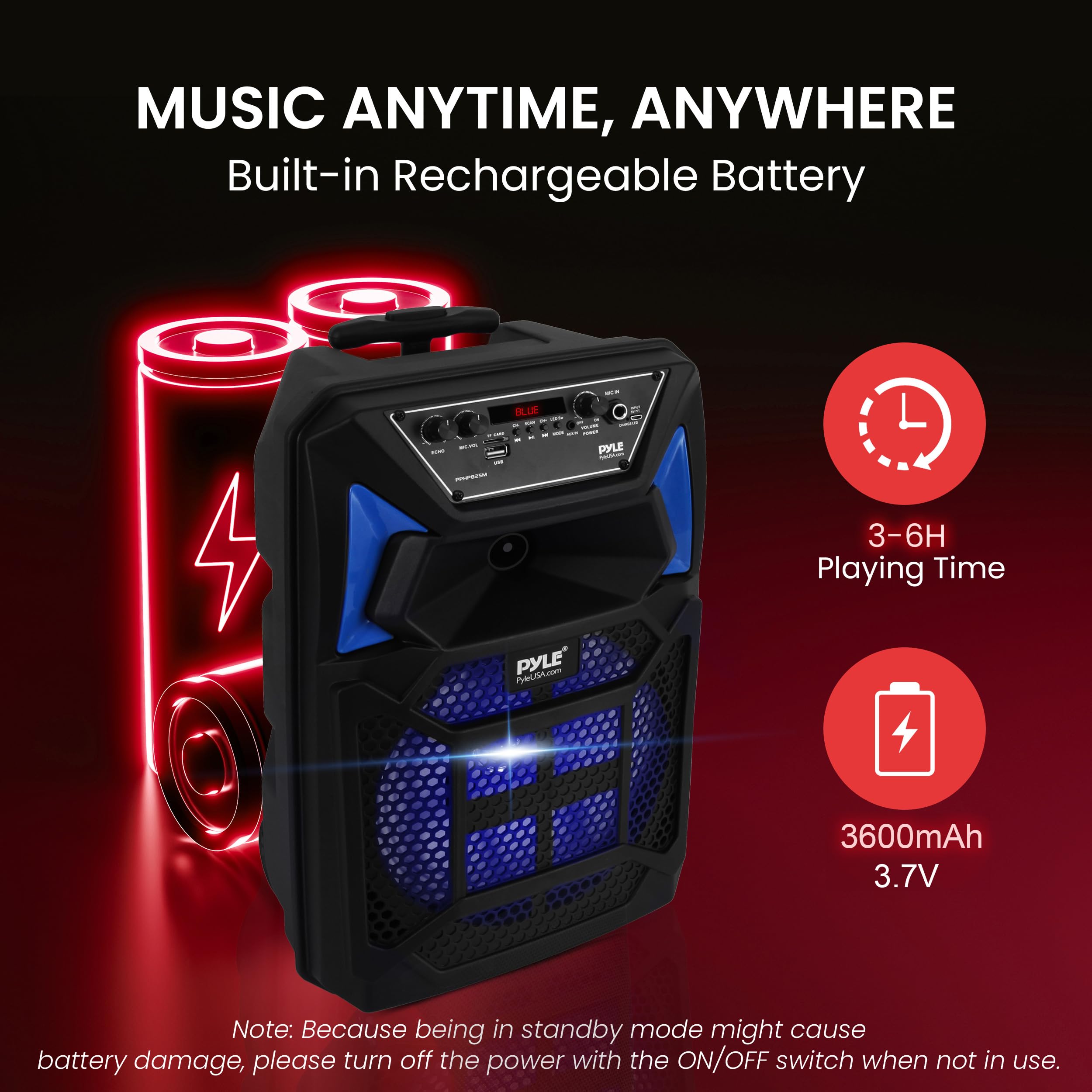 Pyle Portable Bluetooth PA Speaker System - 400W Outdoor Bluetooth Speaker Portable PA System w/Microphone in, Party Lights, MP3