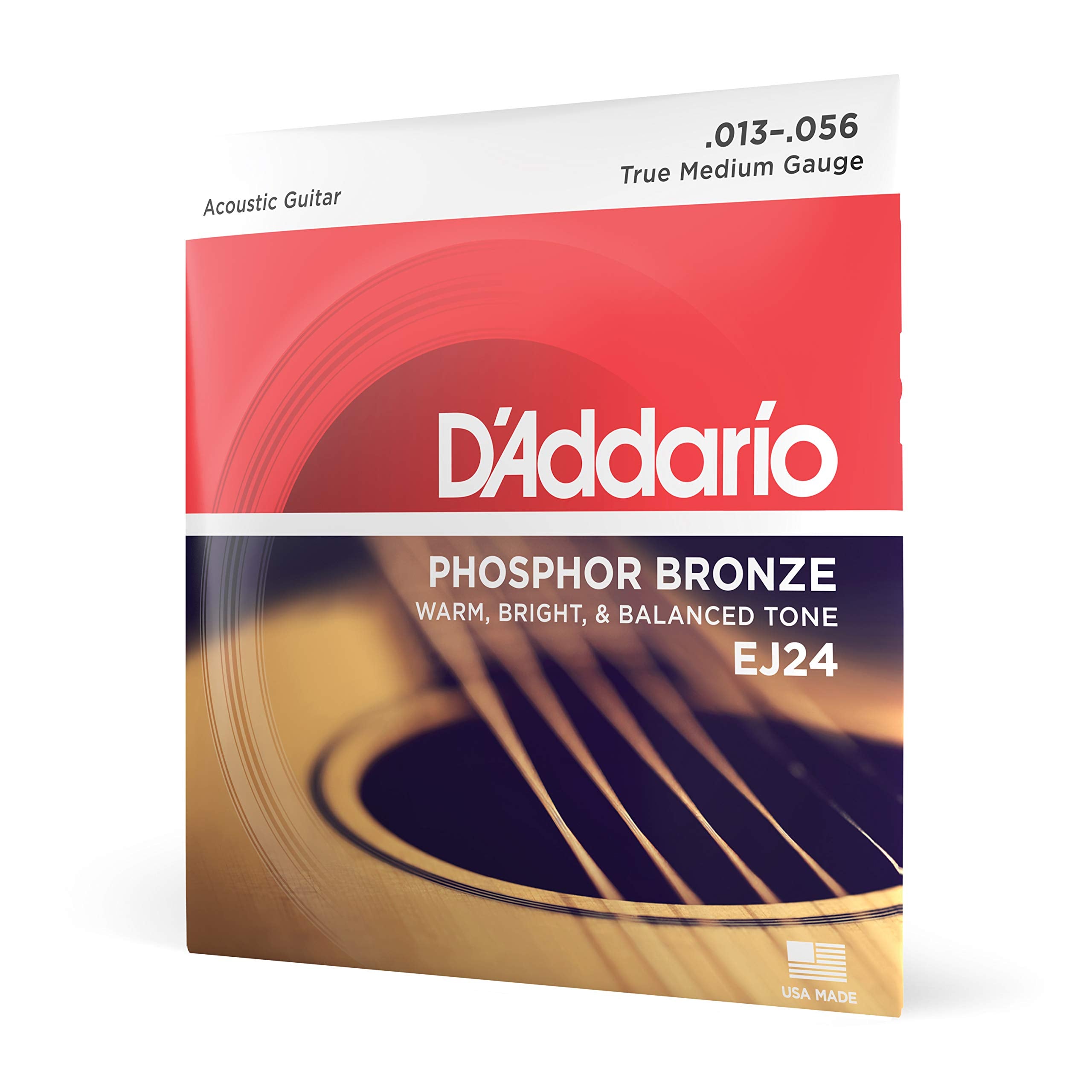Daddario Guitar Strings - Phosphor Bronze Acoustic Guitar Strings - Ej24 - Rich, Full Tonal Spectrum - For 6 String Guitars - 13