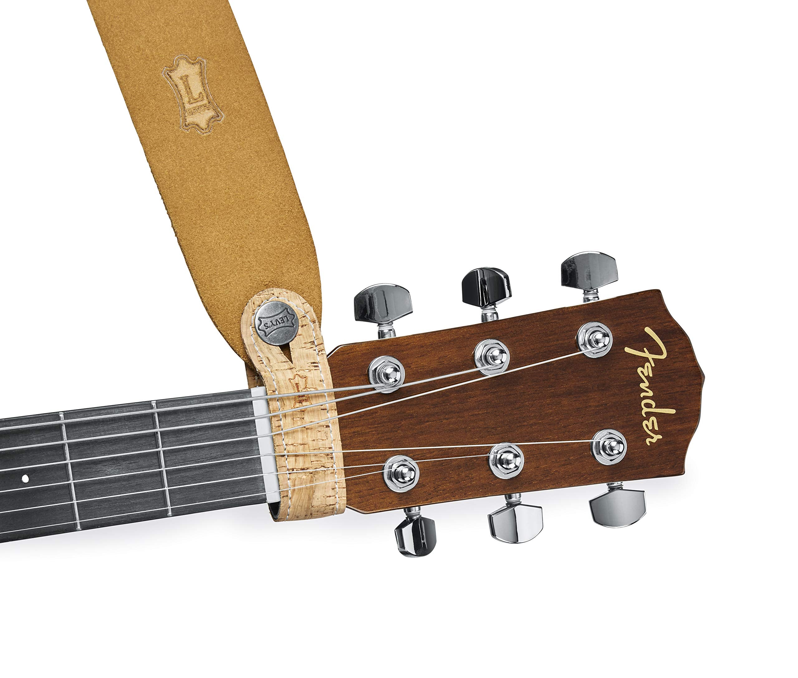 Levy's Leathers Headstock Strap Adapter for Acoustic Guitars; Natural Cork (MM18X-NAT)