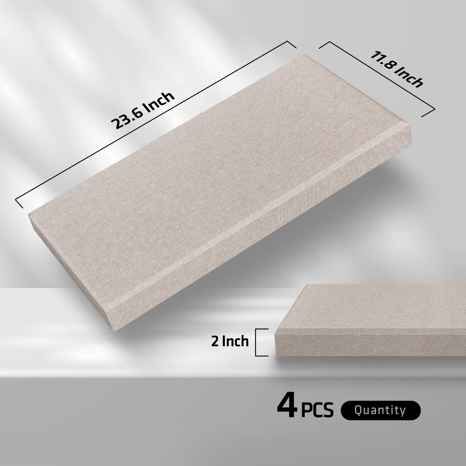UMIACOUSTICS 4 PCS Acoustic Panels, 2 Thick 23.6'' x 11.8'' Fiberglass Sound Wall Panels, Self-adhesive Sound Absorbing Panels f